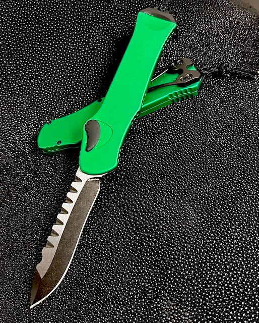 Heretic Hydra V3 Toxic Green Aluminum Handle & Two Tone Black Recurve MagnaCut H008-11A-TXGRN