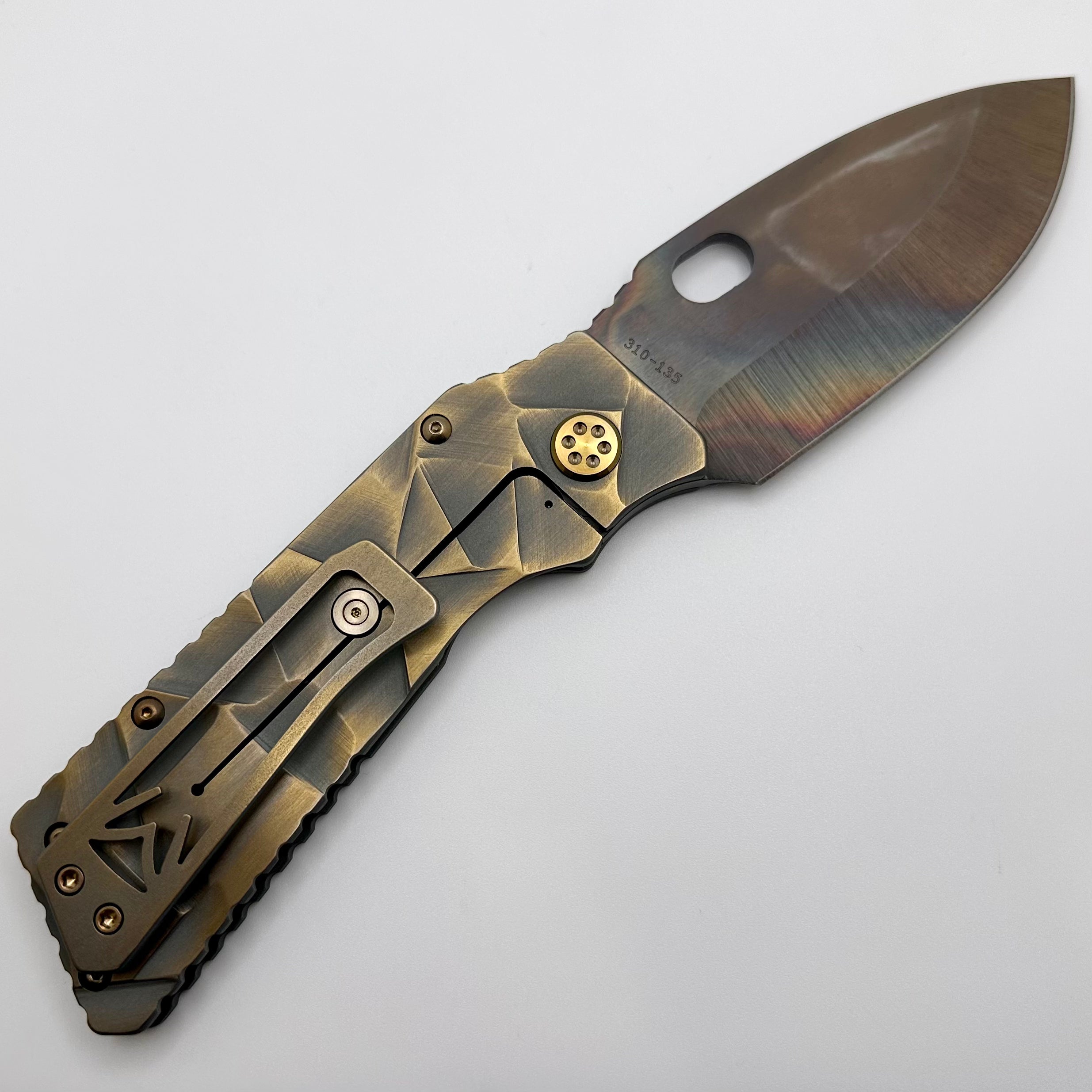 Medford TFF-1 S45VN Vulcan & Bead Blast/Cement Bronze Stained Glass Sculpted Handles w/ Matching Hardware/Clip