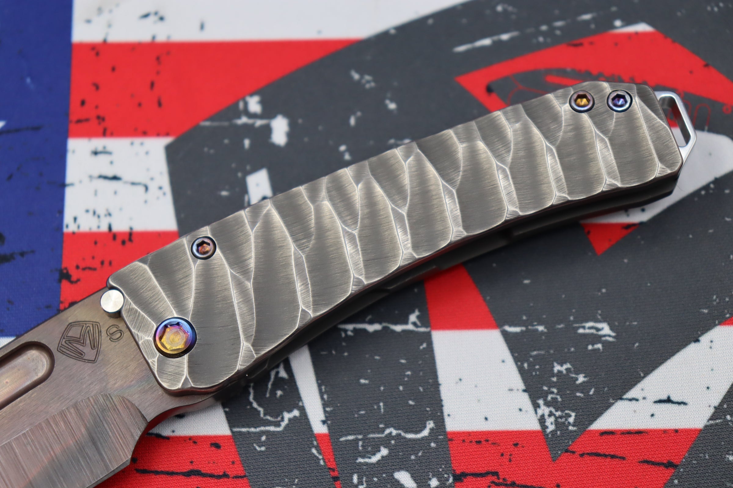 Medford Midi Marauder Vulcan S35 Tanto & Bead Blast/Brushed Silver Predator Sculpted Handles w/ Flamed Hardware/Clip