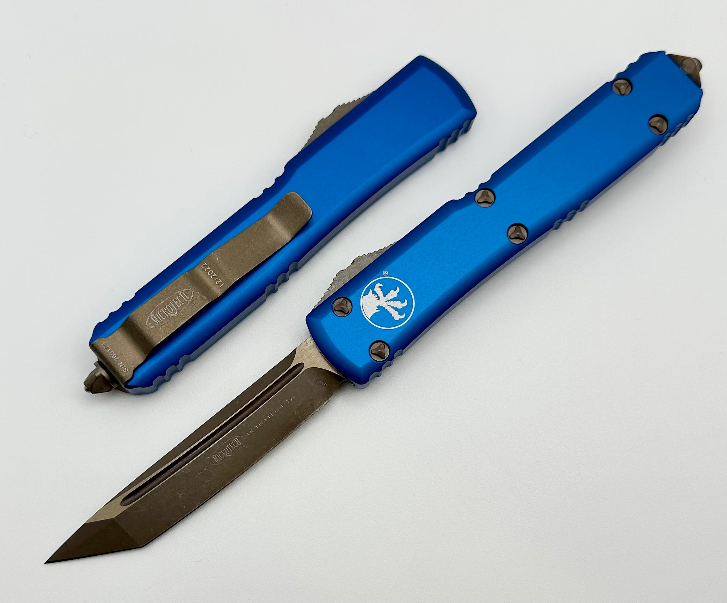 Microtech Ultratech Tanto Bronze Apocalyptic Standard & Blue 123-13APBL