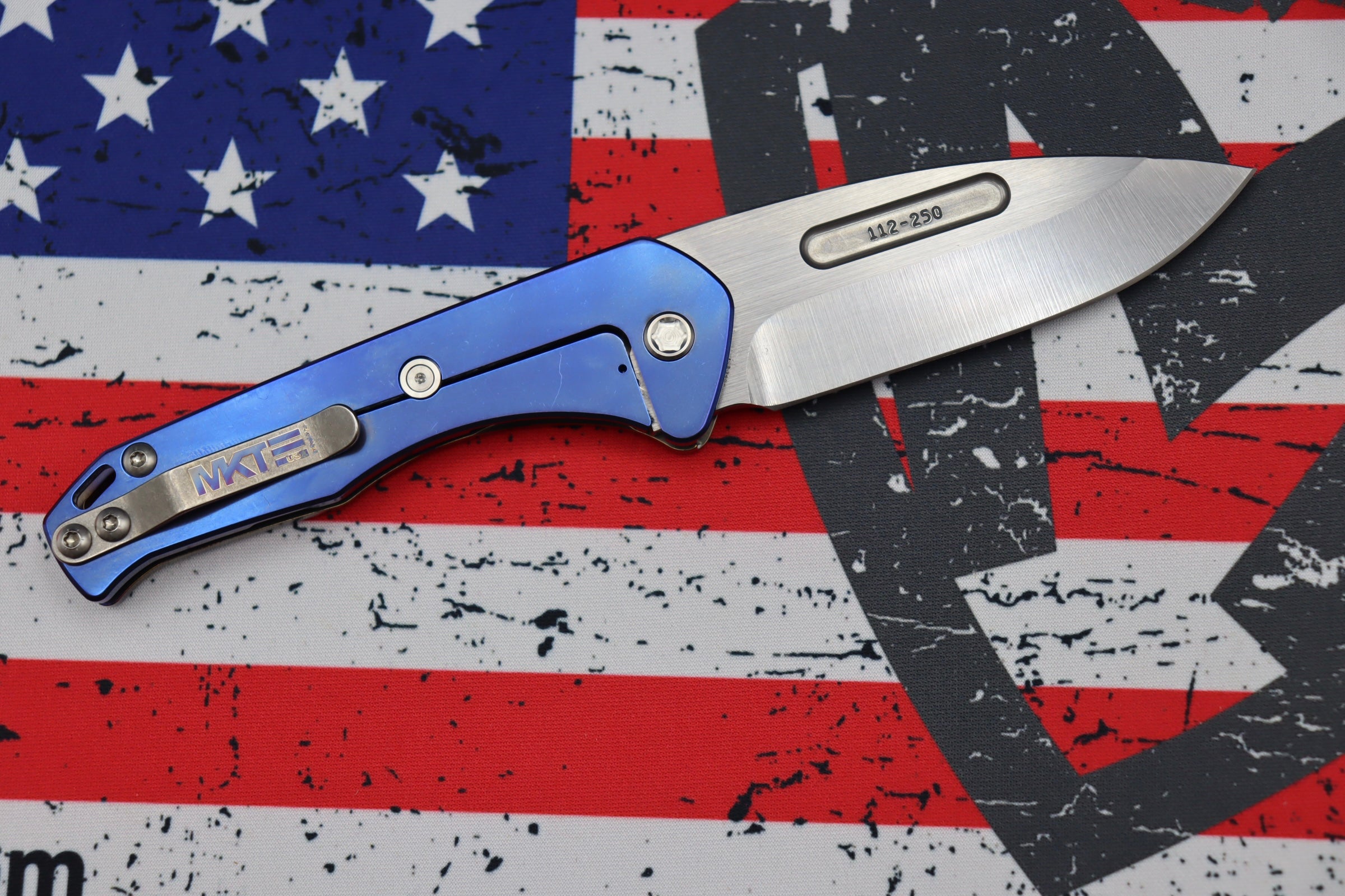 Medford Praetorian Slim Tumbled S35VN Drop Point & Flamed Handle w/ Blue