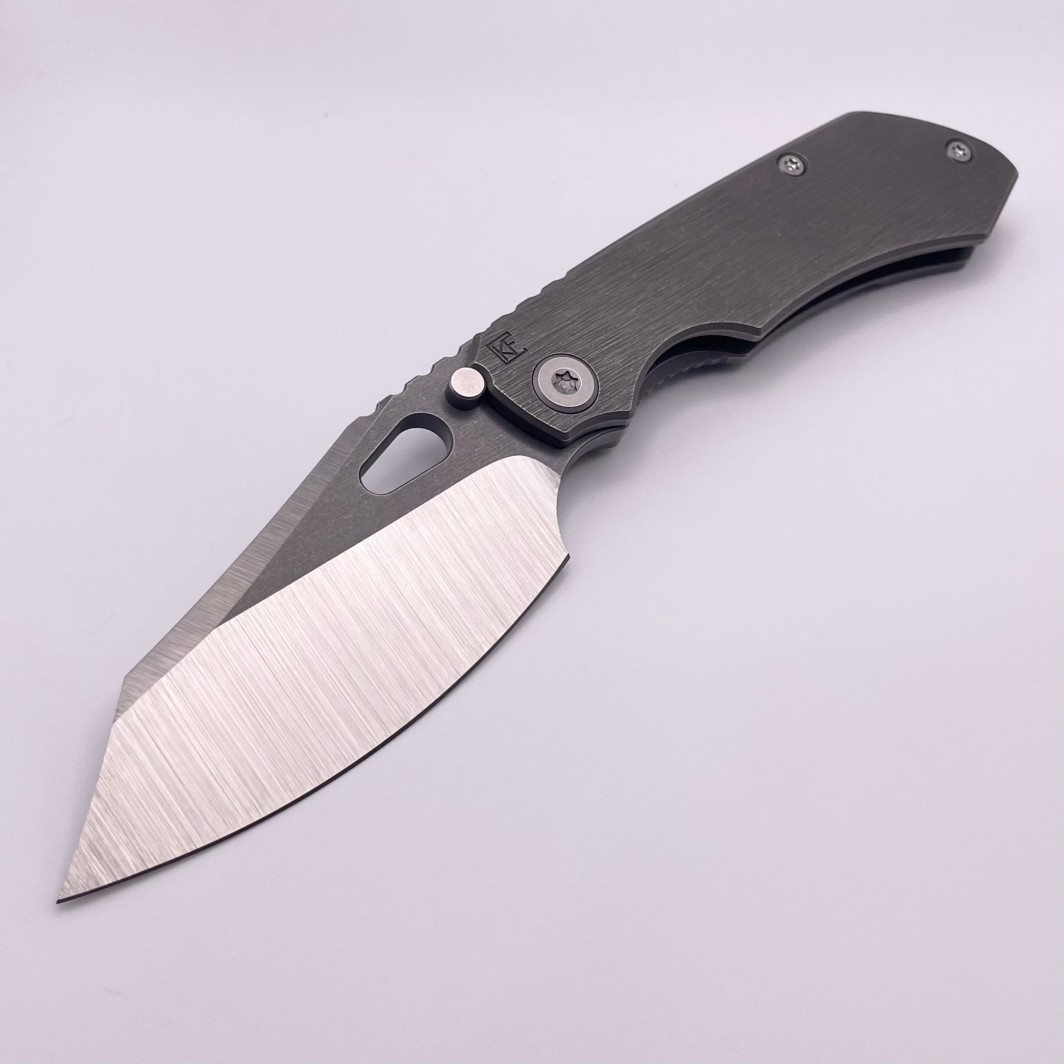 PRE OWNED Custom Knife Factory Rotten Design Evo 4.0 Machine Grind S90V w/ Tumbled Handles