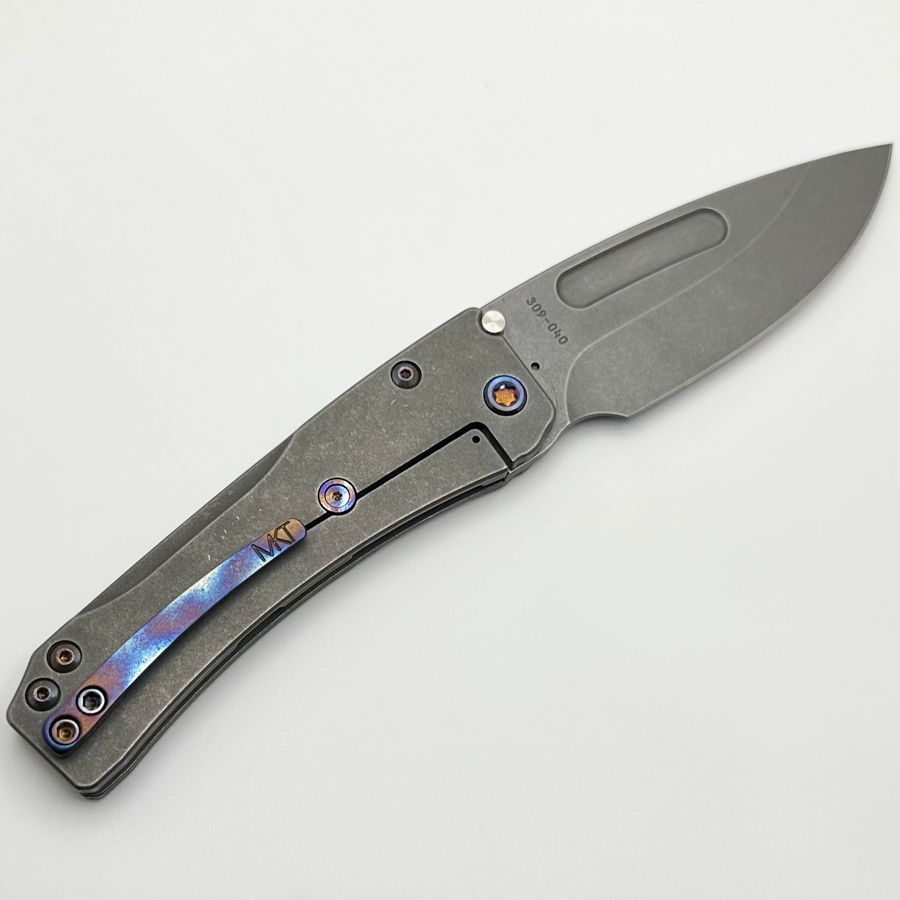 Medford Knife Slim Midi S45 Old School Tumbled Drop Point w/ Tumbled Handles & Flamed Hardware/Clip