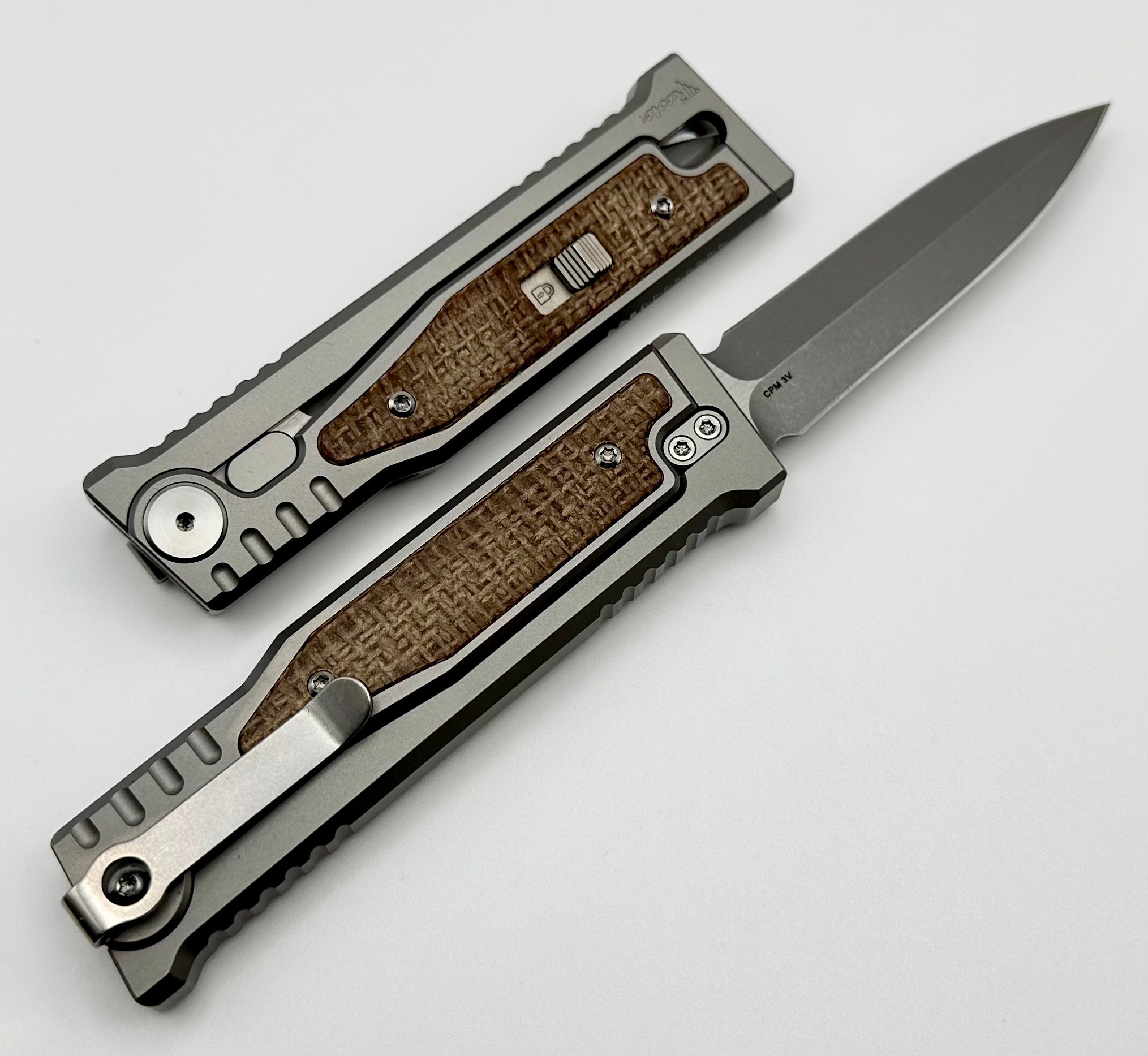 Reate EXO M Burlap Micarta & Two Tone Double Edge 3V