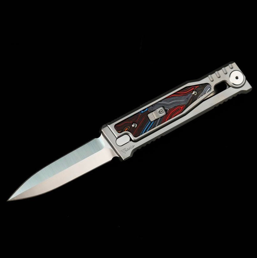 Reate EXO M Multi Color Damascus Pattern G-10 & Satin/Stonewash Double Edge