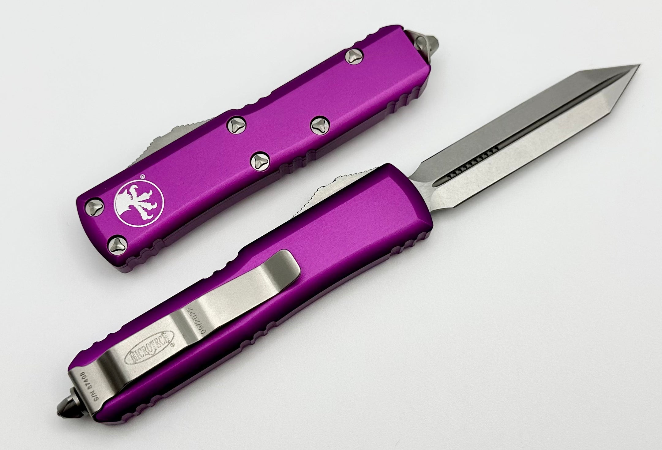 Microtech UTX-85 Spartan Stonewash Standard & Violet 230-10VI