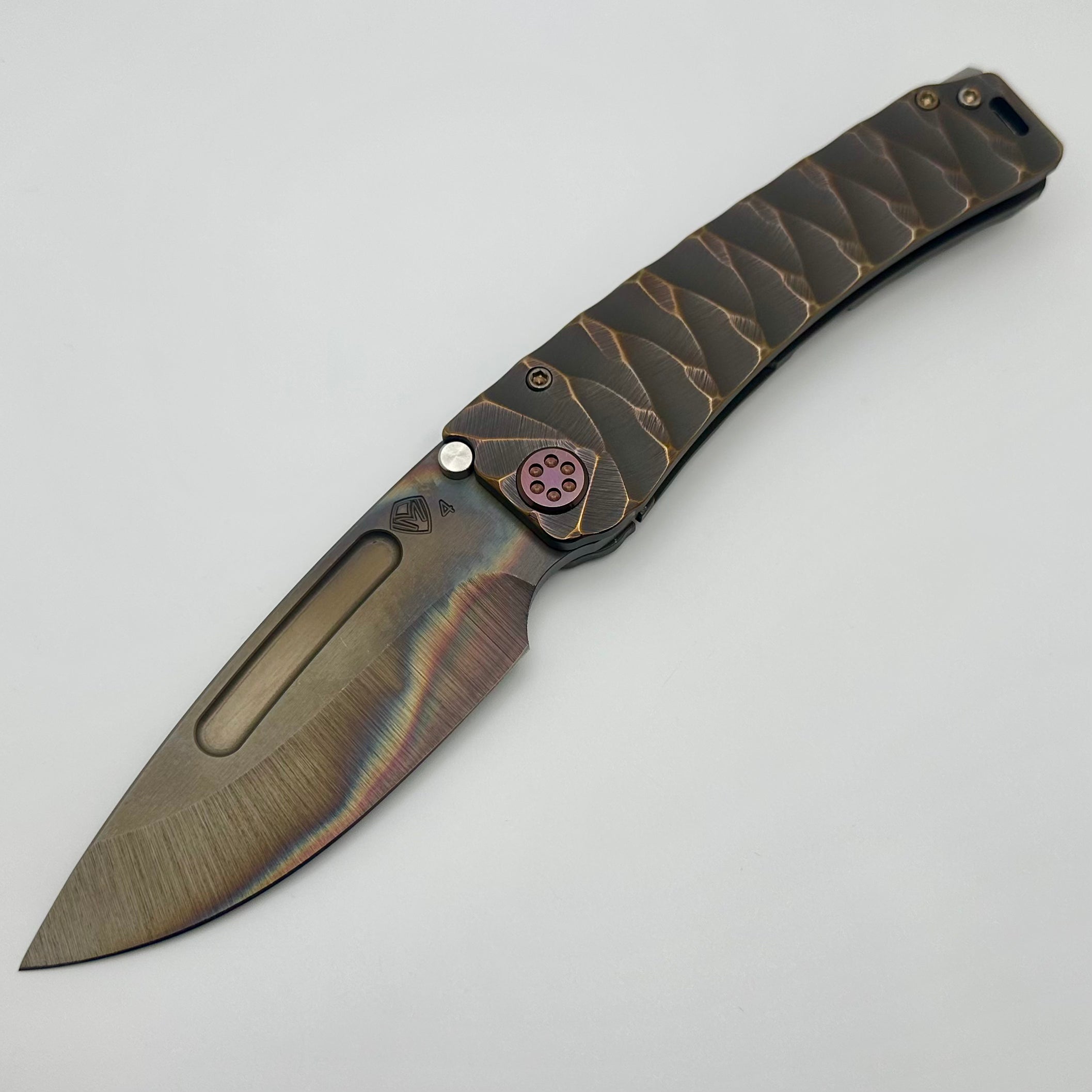 Medford Marauder H Copper Rose Twisted Predator w/ Copper Rose Hardware & Vulcan S45VN Drop Point