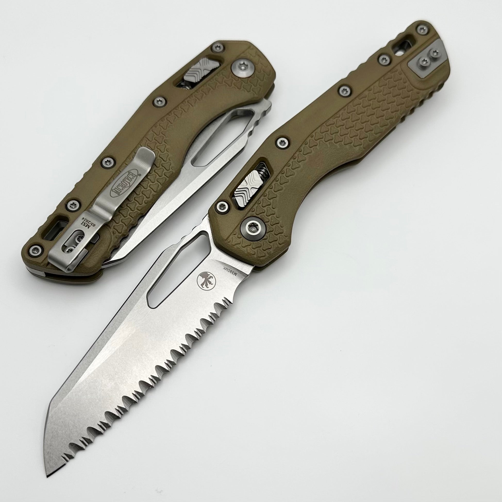 Microtech Knives MSI RAM LOK Dark Earth Polymer Injection Molded & Full Serrated M390MK 210T-12PMDE