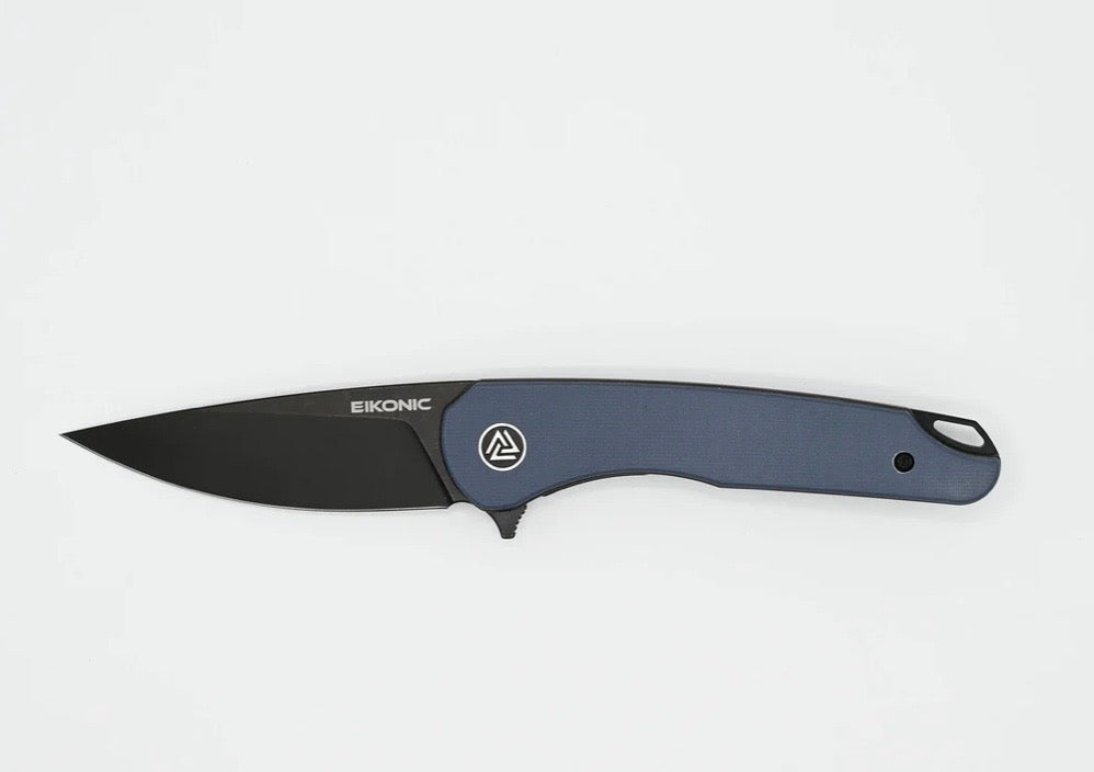 Eikonic Knives Dromas w/ Steel Blue G-10 & Black D2 440BGY