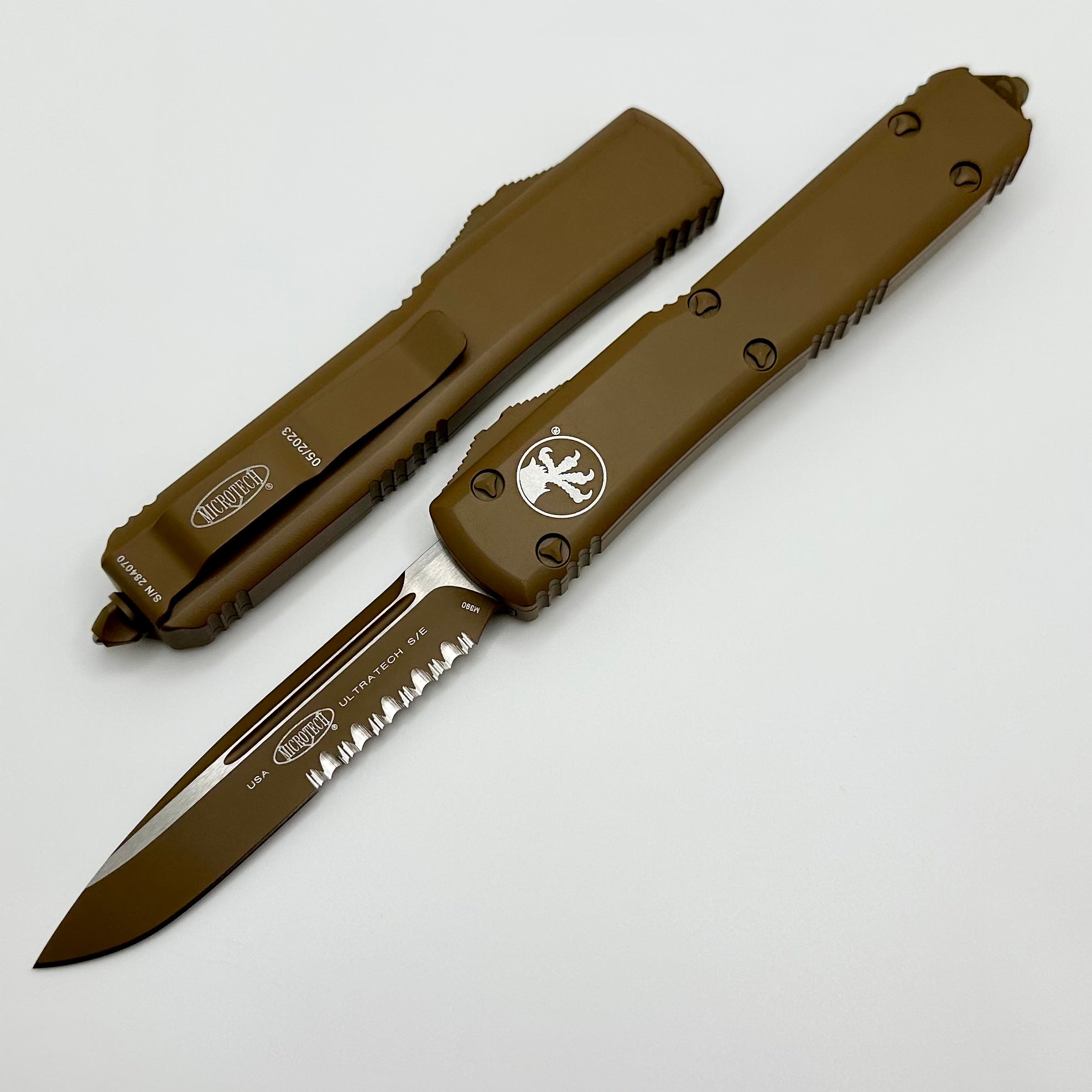 Microtech Ultratech Cerakote Tan Single Edge Partial Serrated 121-2CTA