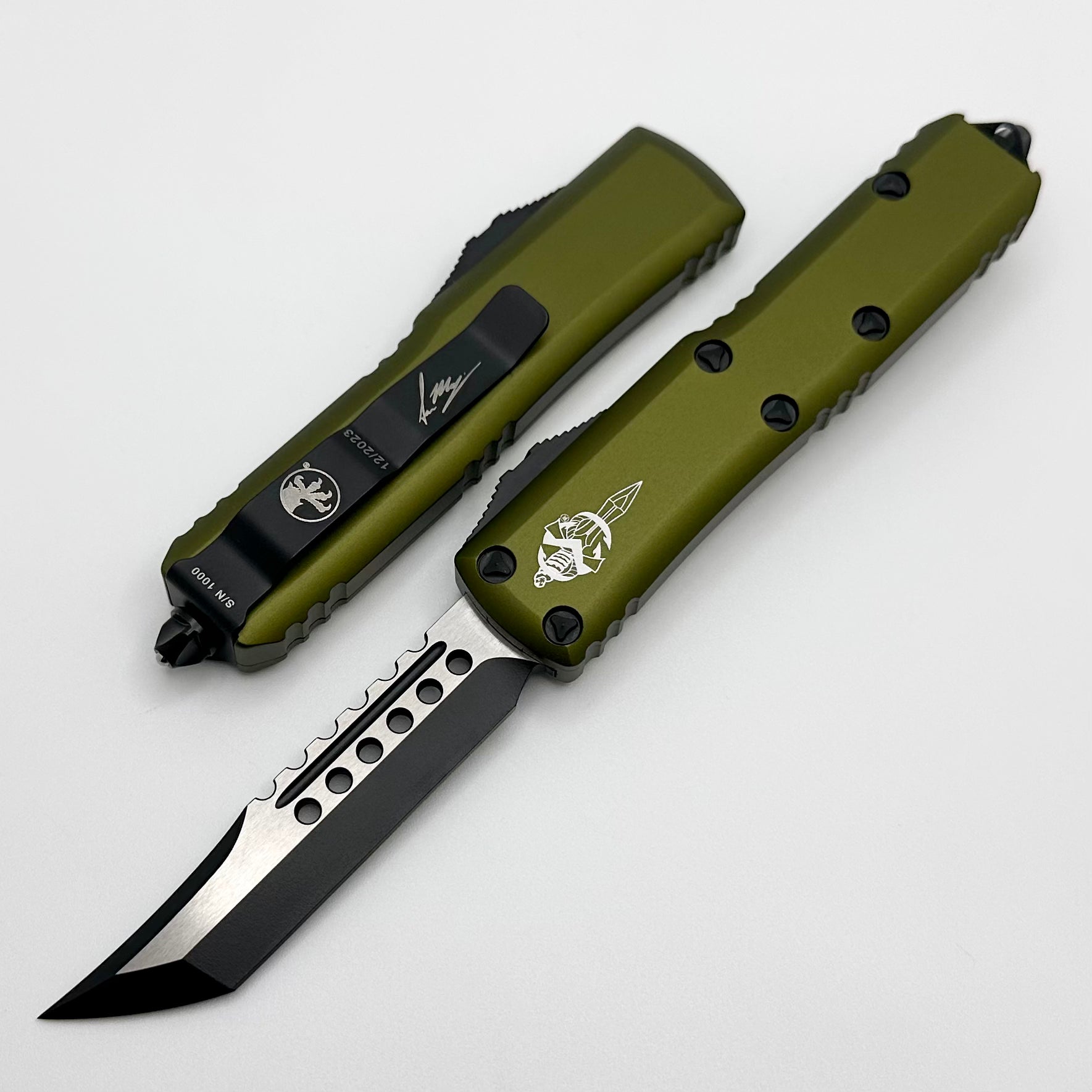 Microtech UTX-85 Hellhound Black & OD Green Signature Series 719-1ODS