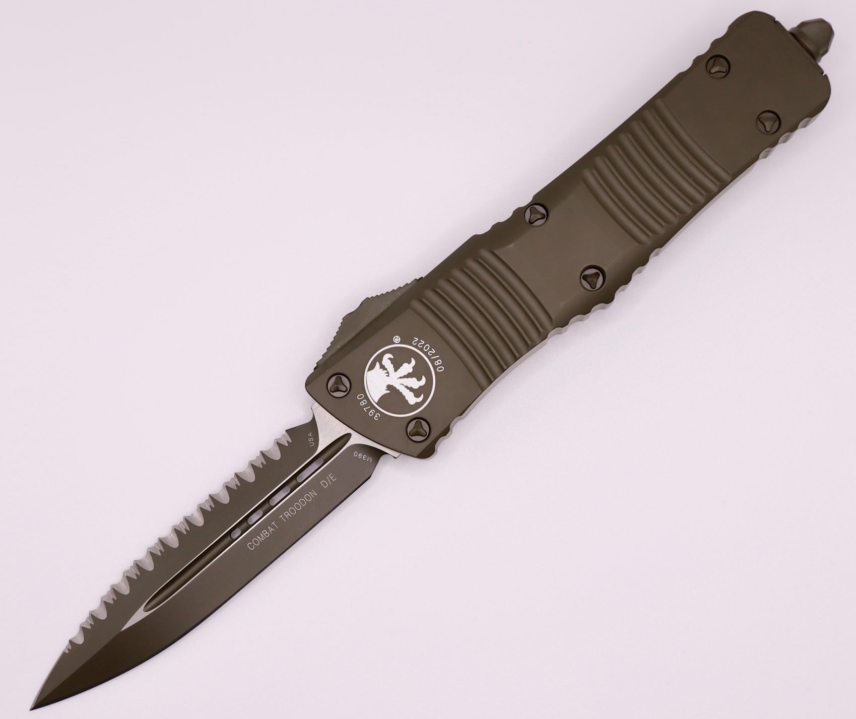 Microtech Combat Troodon OD Green Cerakote w/ Double Edge Full Serrated 142-3COD