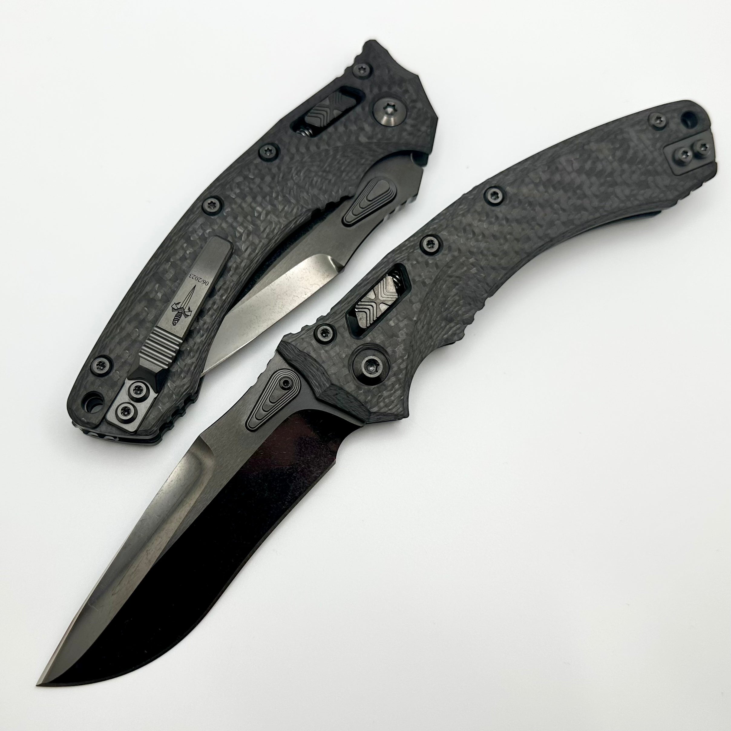 Marfione Custom Knives Amphibian RAM-LOK DLC Two Tone Stonewash M390 & Carbon Fiber Handles w/ DLC Two Tone Accents