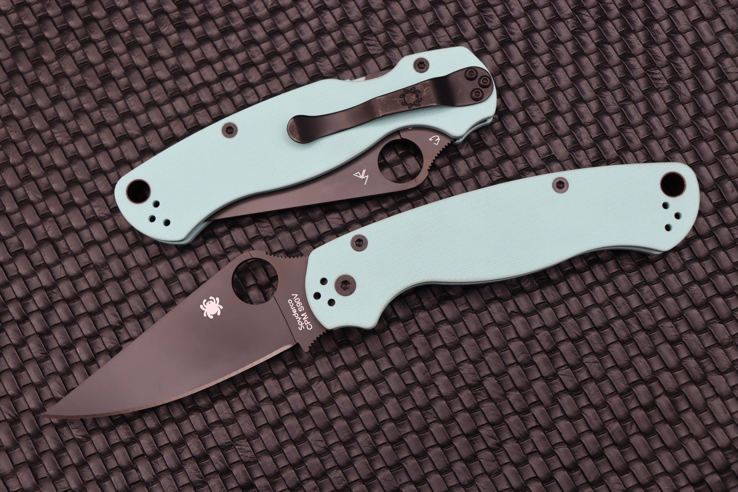 Spyderco Knives Paramilitary 2 PM2 Teal G-10 & DLC S90V C81GPTLBK2