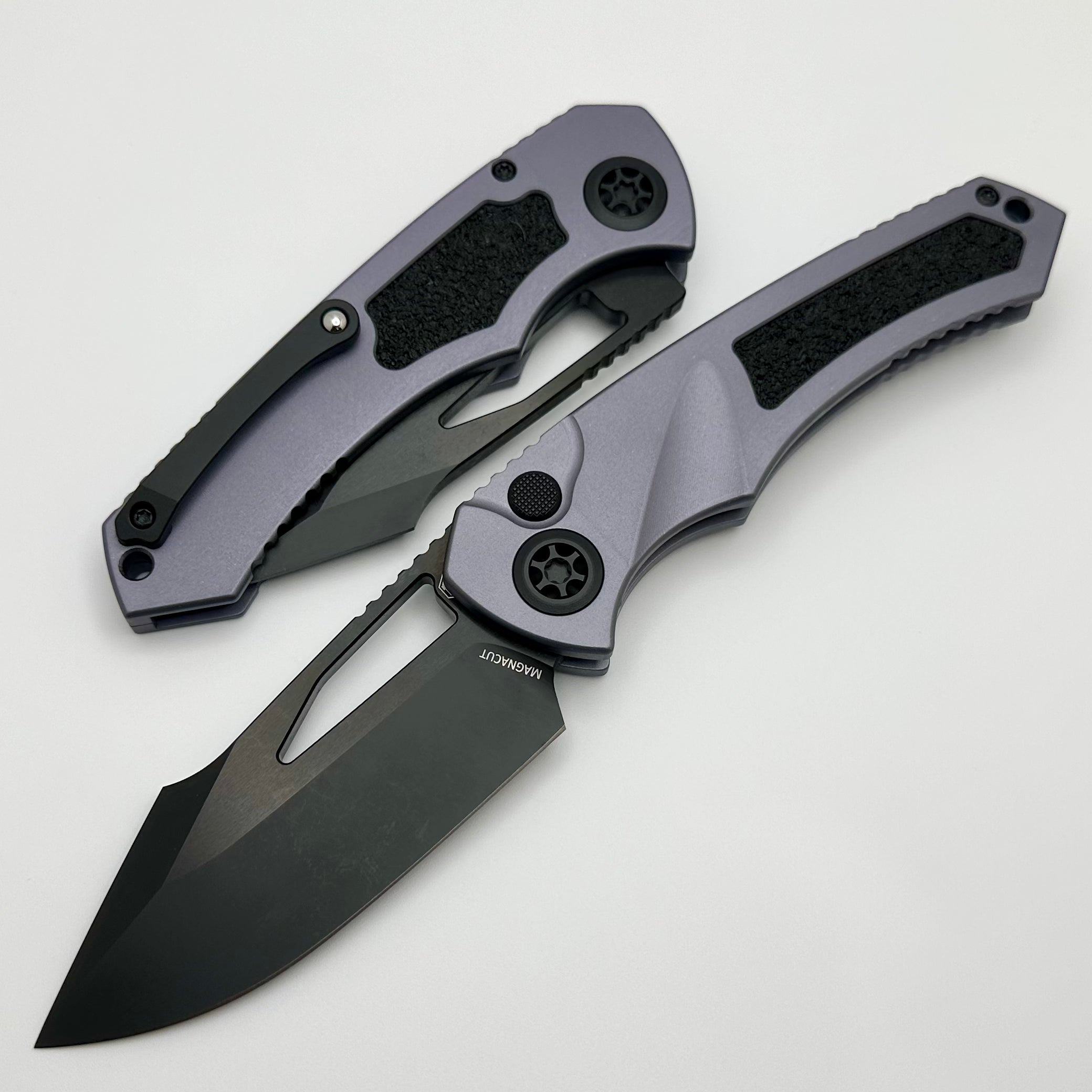 Heretic Knives Pariah M/A Button Lock Gray Aluminum Handles w/ DLC MagnaCut H046-6A-GRY