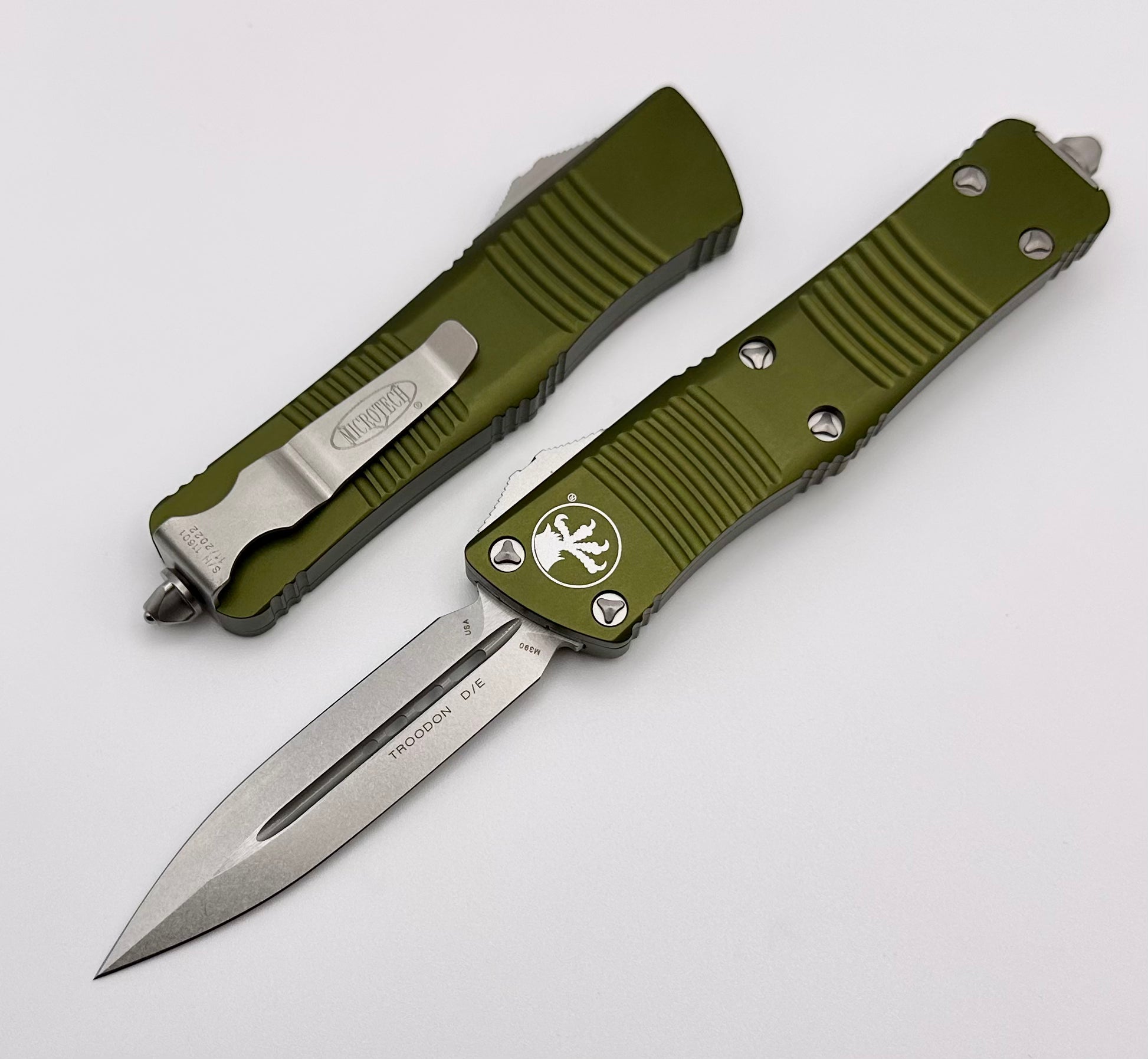 Microtech Troodon D/E Stonewash Standard & OD Green 138-10OD