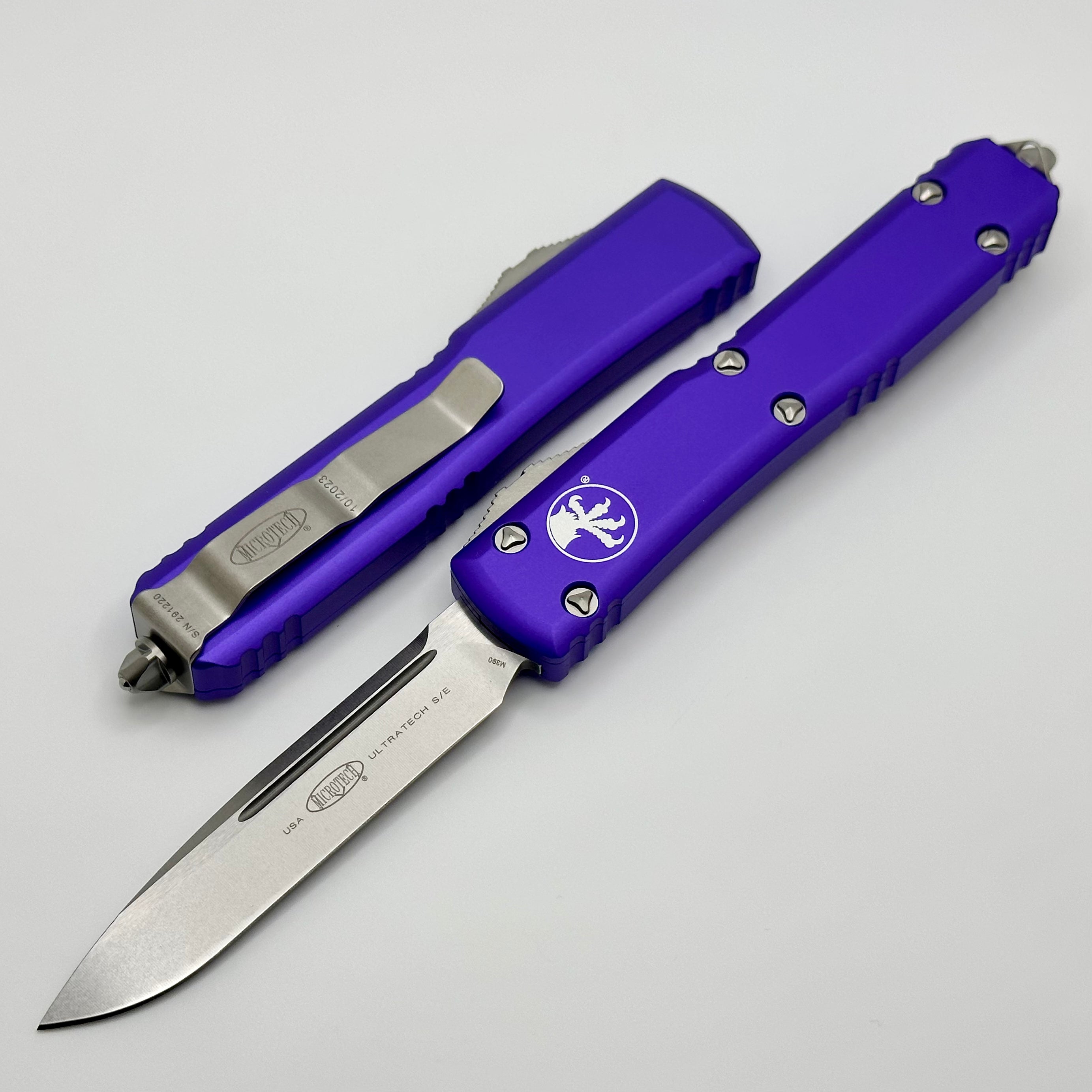 Microtech Ultratech Single Edge Stonewash Standard & Purple 121-10PU