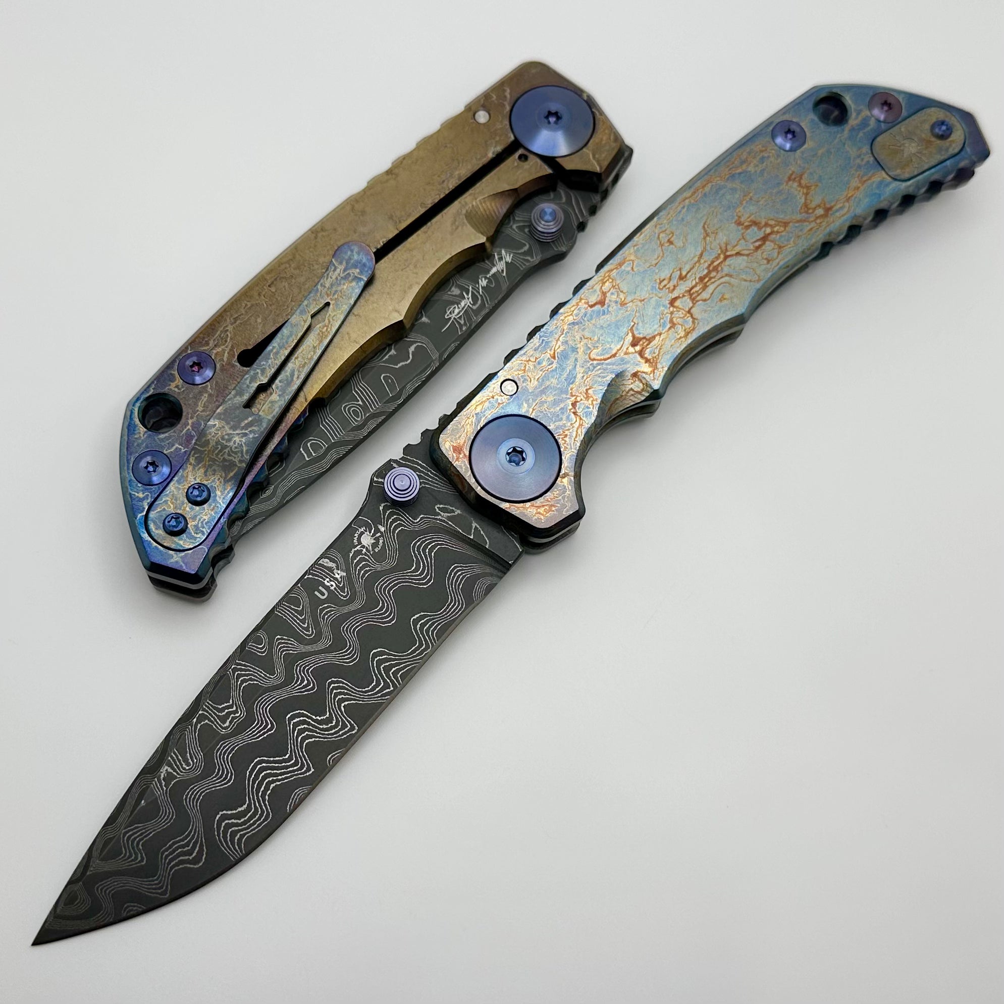 Spartan Blades Harsey Folder Storm Watch w/ Damascus SF5CUSTOMDAMASCUS