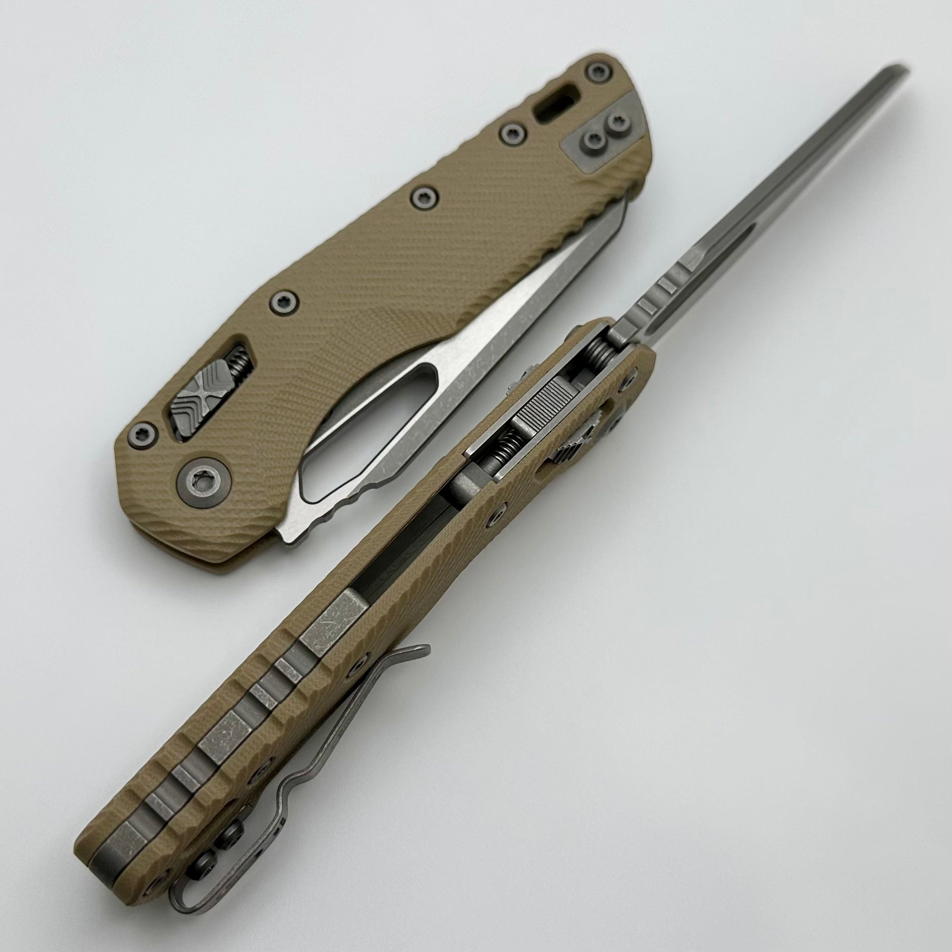 Microtech Knives MSI RAM LOK Tan Fluted G-10 & Apocalyptic M390MK 210-10APFLGTTA