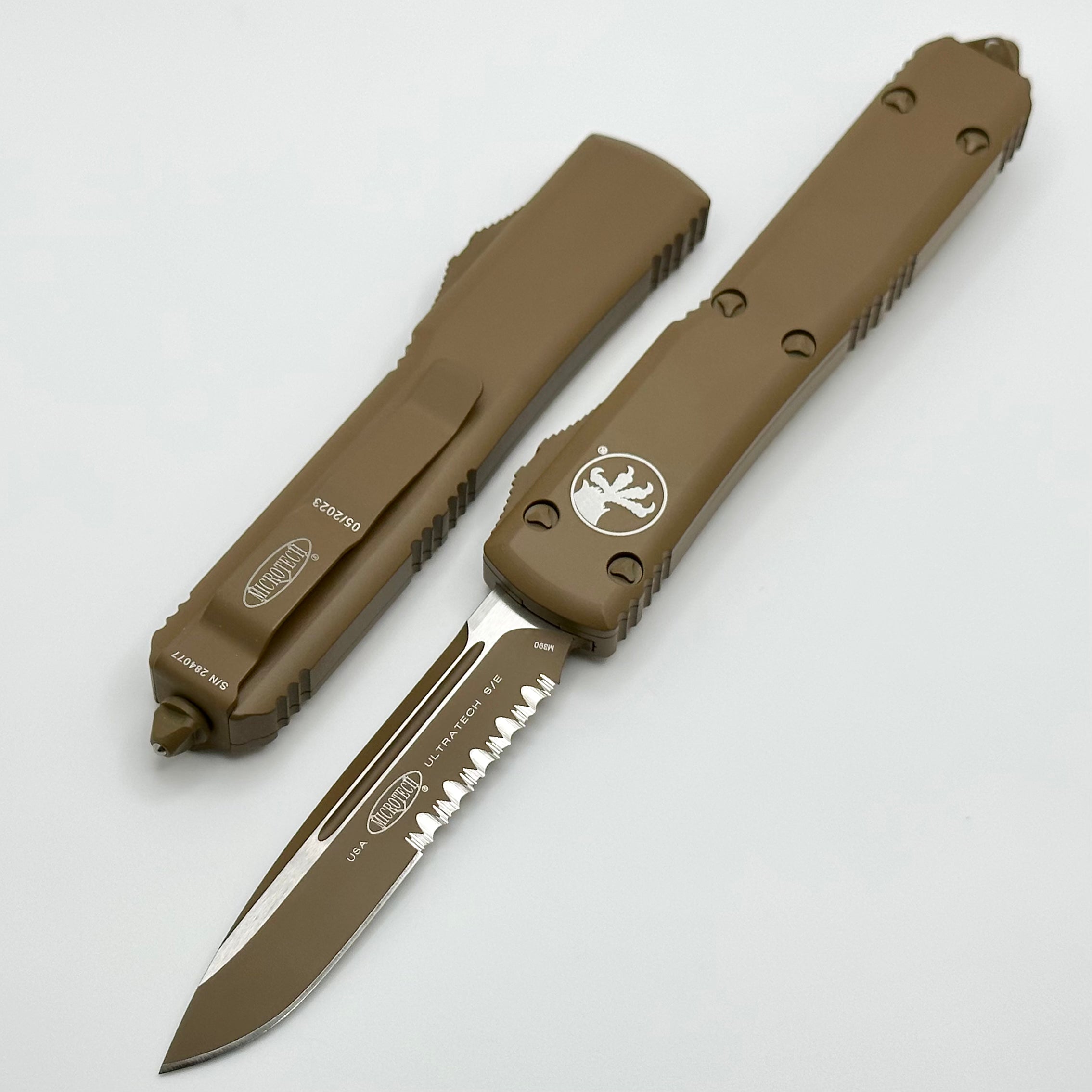 Microtech Ultratech Cerakote Tan Single Edge Partial Serrated 121-2CTA