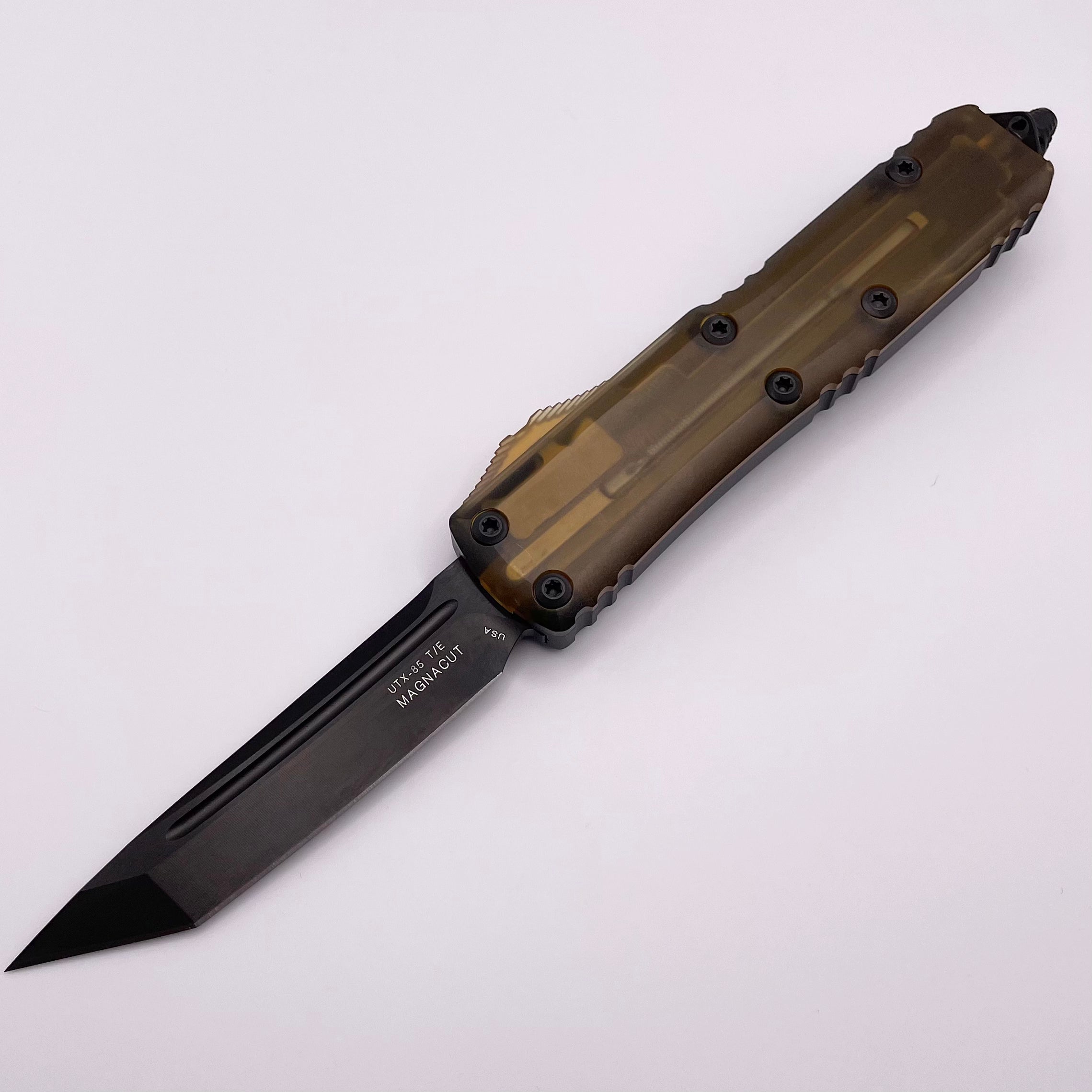 Microtech UTX-85 Ultem Top/Button Tanto DLC MagnaCut Signature Series 233-1DLCTULS Pre Owned