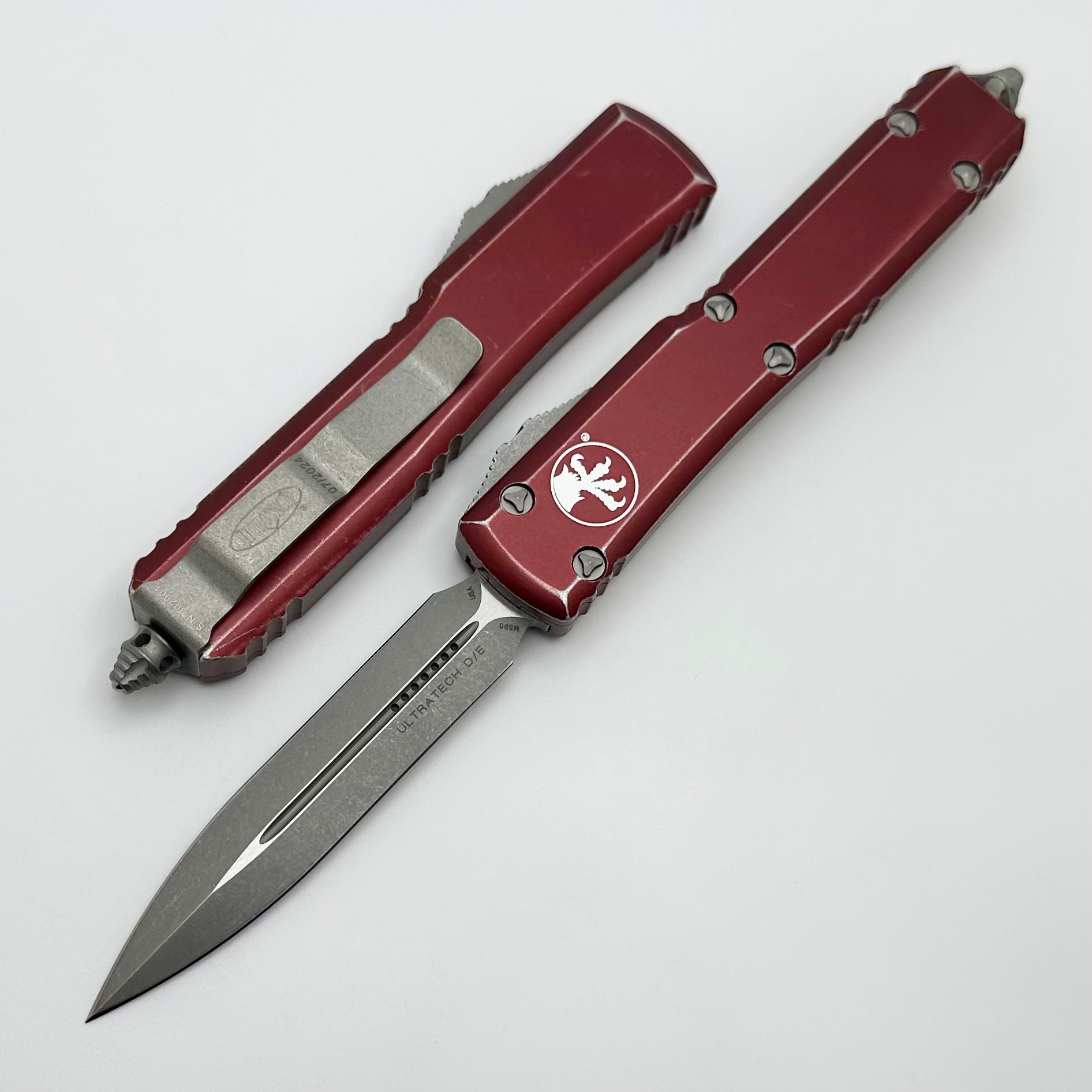 Microtech Ultratech Double Edge Apocalyptic Standard & Distressed Merlot 122-10DMR