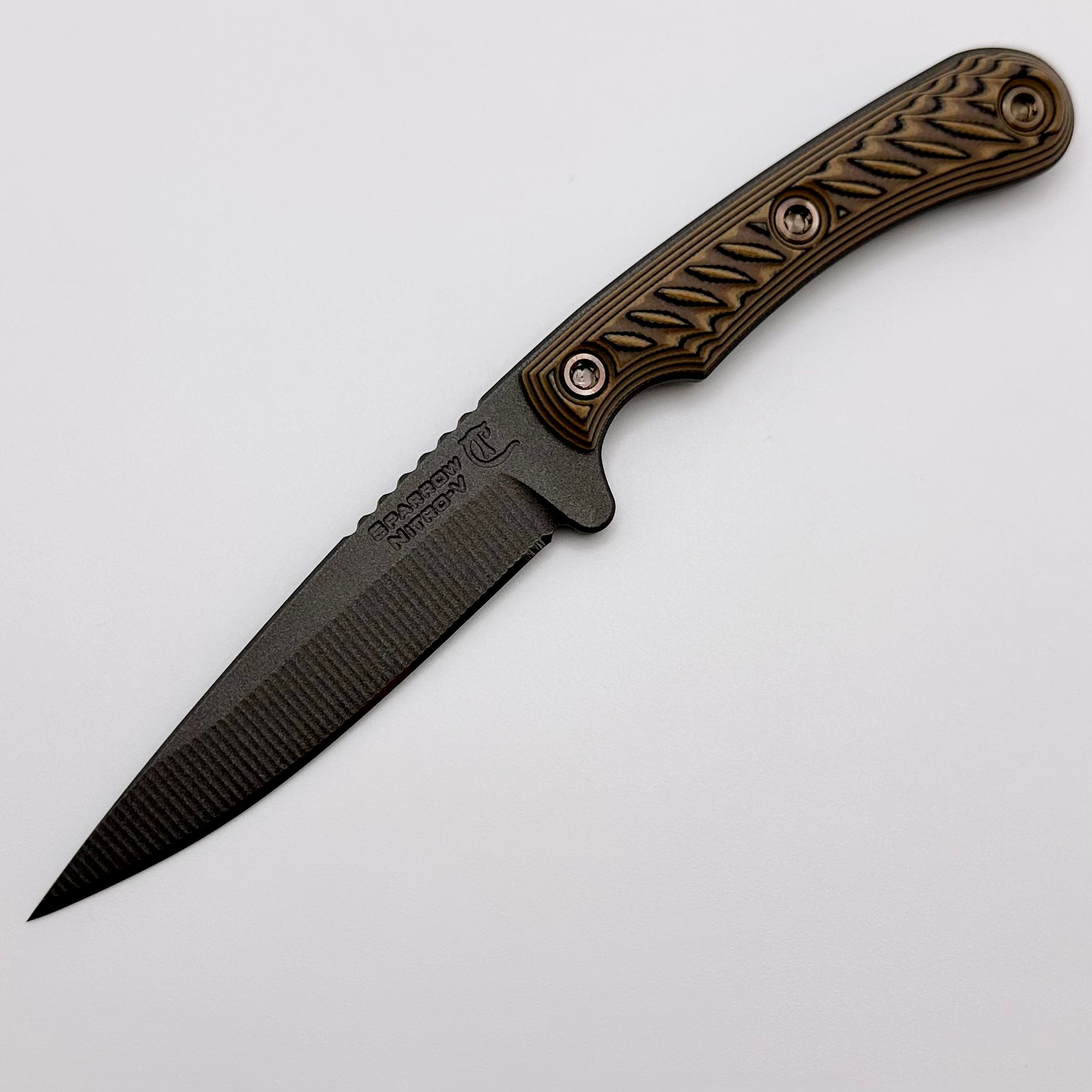 RMJ Tactical Sparrow Fixed Blade Hyena Brown G-10 & Nitro-V