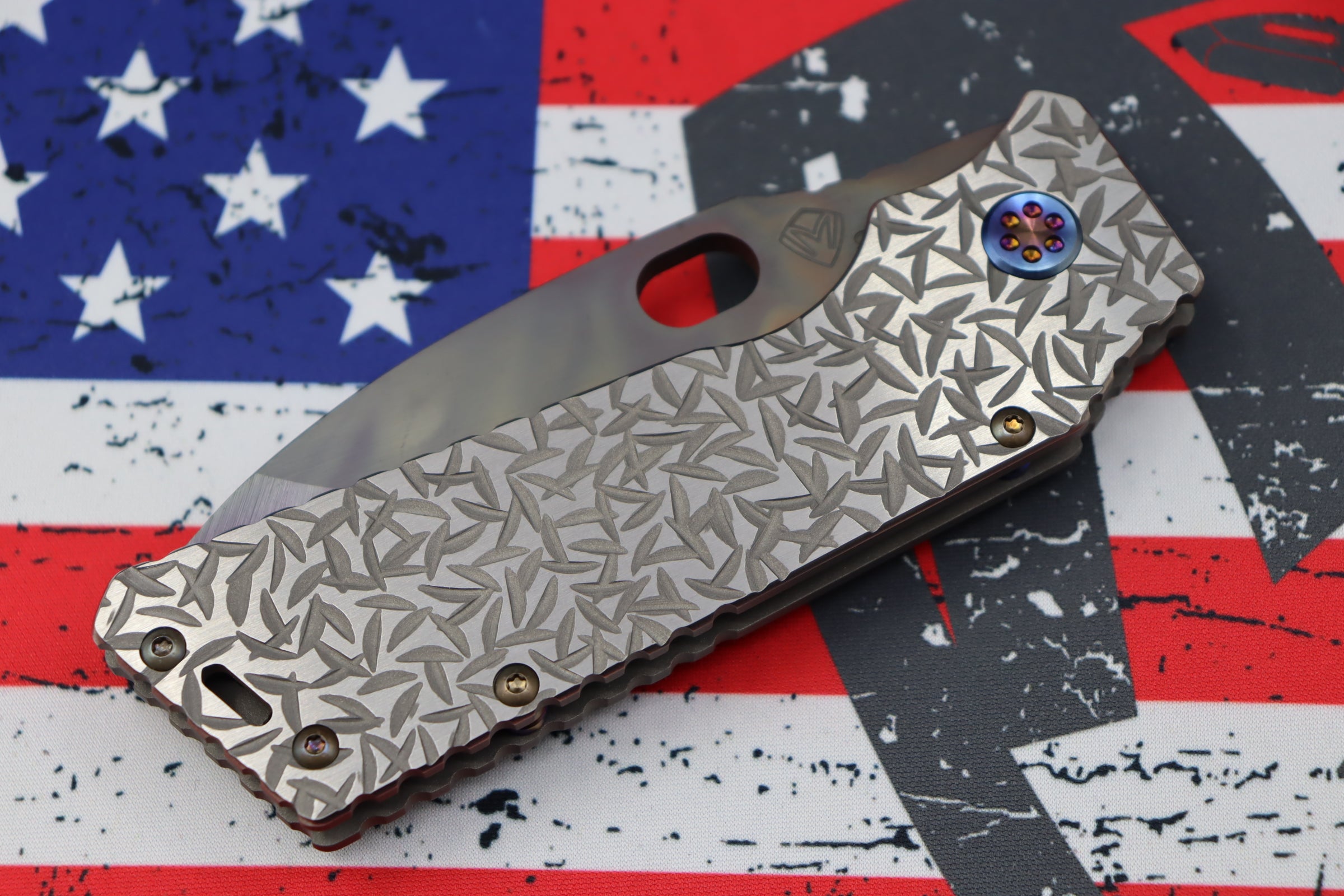 Medford TFF-1 Vulcan S35VN & Bead Blast/Brushed Silver Jasmine Fields Sculpted Handles w/ Flamed Hardware/Clip