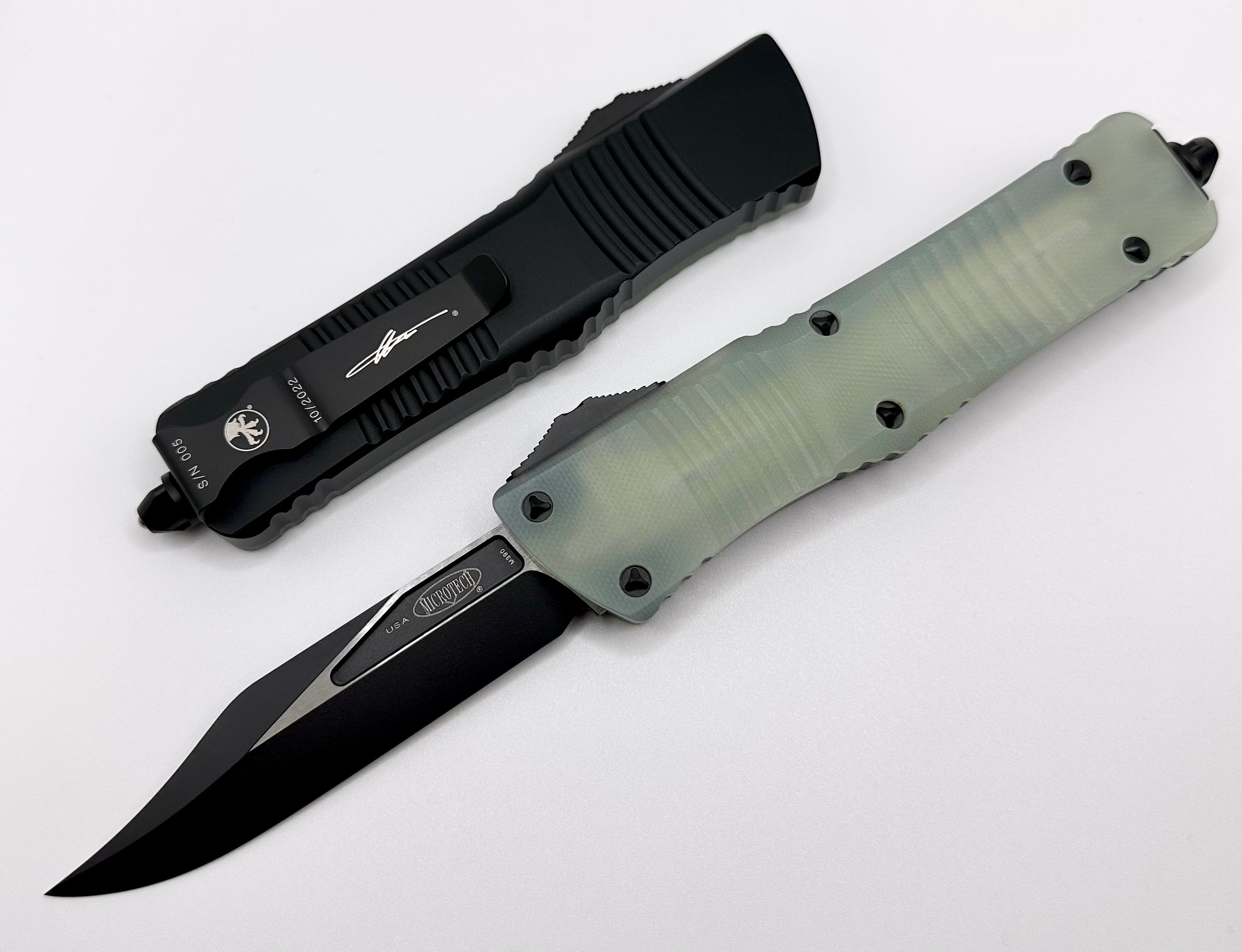 Microtech Combat Troodon Bowie Black Standard Jade Green Signature Series 146-1GTJGS