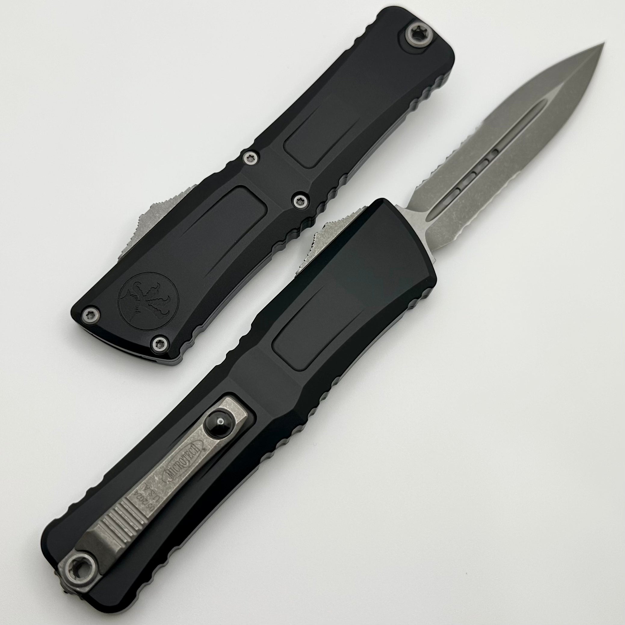 Microtech Knives Combat Troodon Gen III Apocalyptic Partial Serrated Double Edge w/ Black Handle 1142-11AP