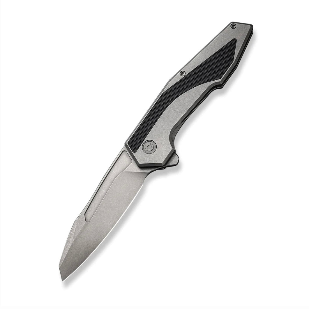 Civivi Knives Hypersonic Flipper Gray Steel Handle w/ Black G-10 Inlays & Stonewash 14C28N Blade C22011-2