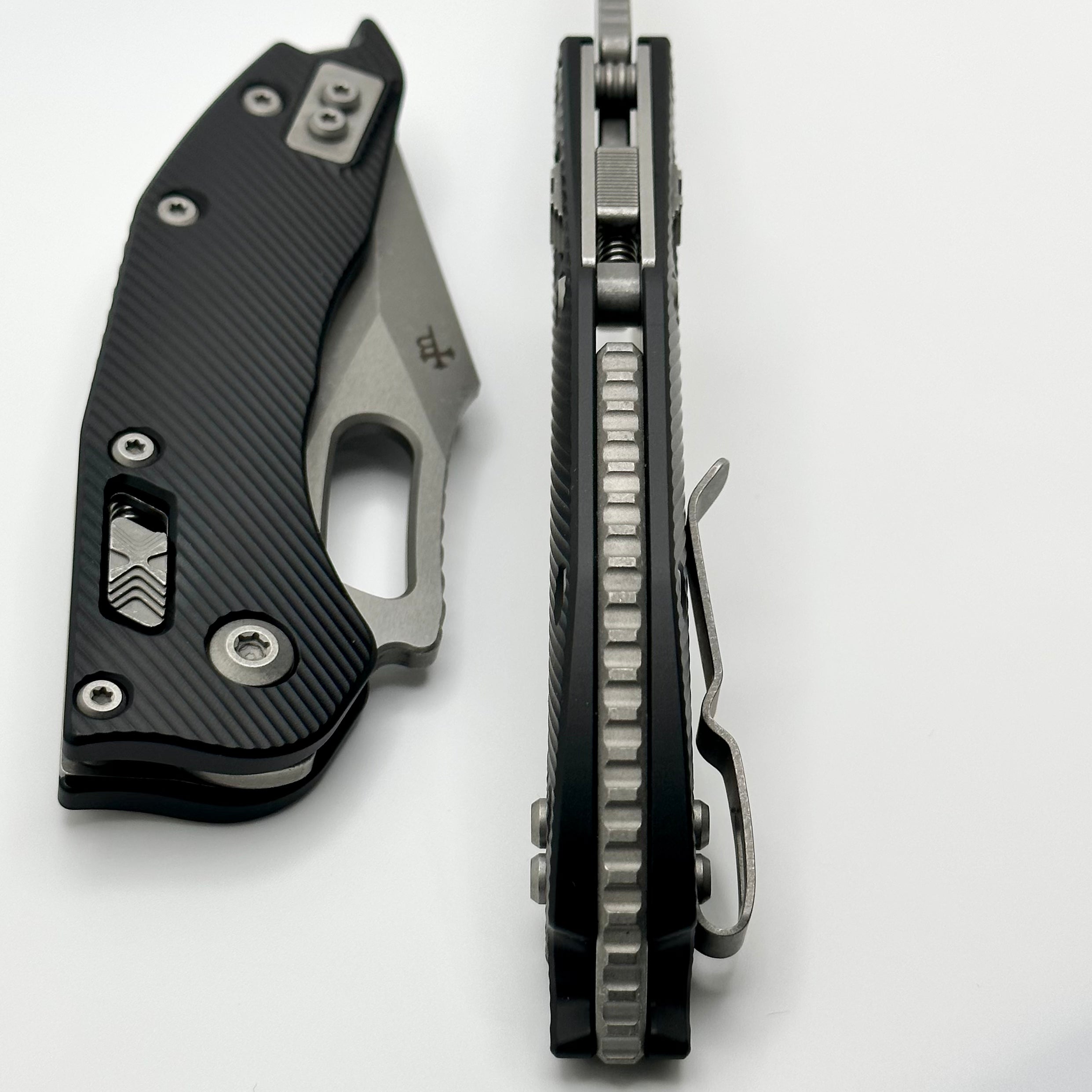 Microtech Knives Manual Stitch RAM LOK Fluted Black Aluminum Apocalyptic Standard & M390MK 169RL-10APFL