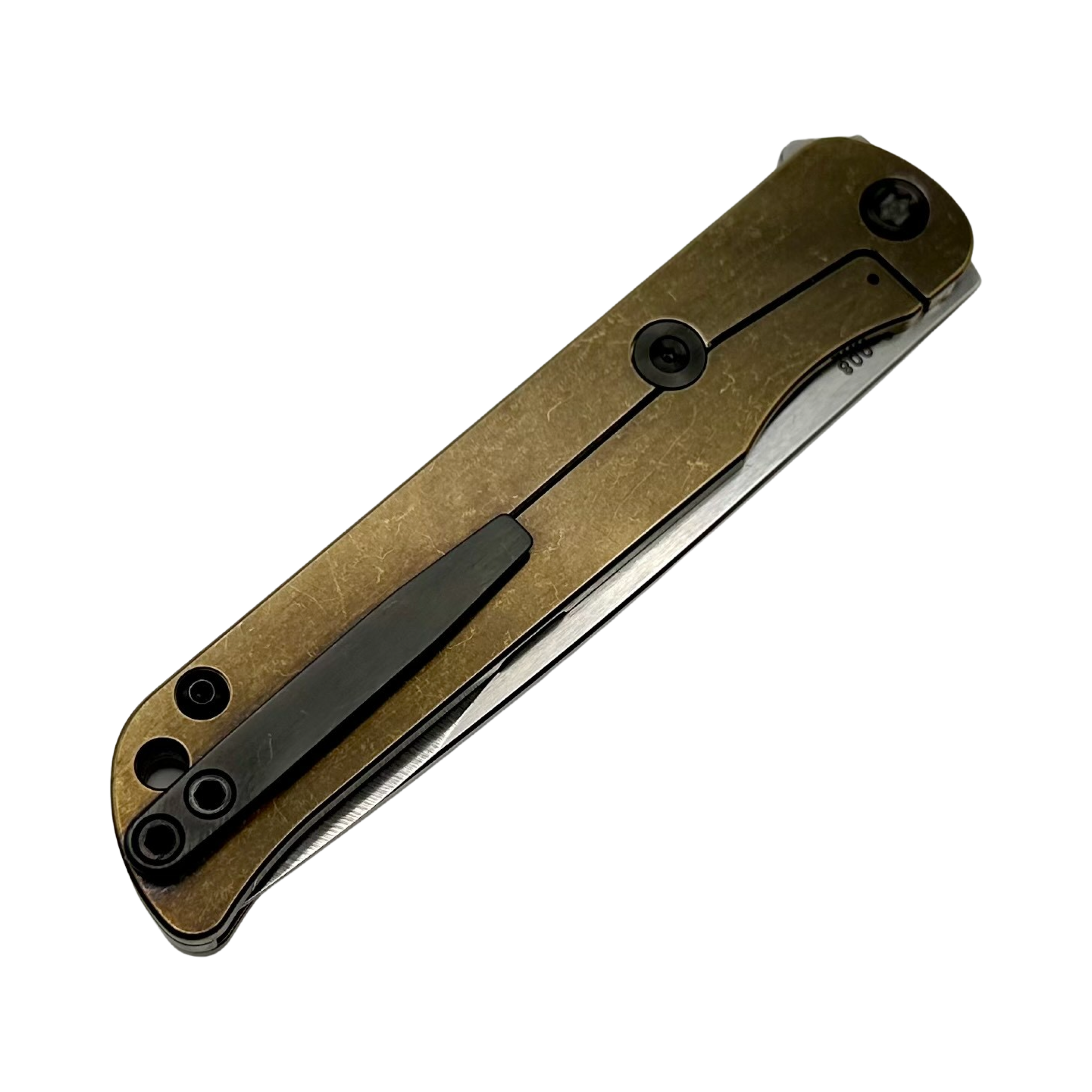 Medford T-Bone Bronze Tumbled Titanium Framelock Flipper w/ Tortoise Shell Inlay & PVD Hardware w/ Tumbled S45VN Blade