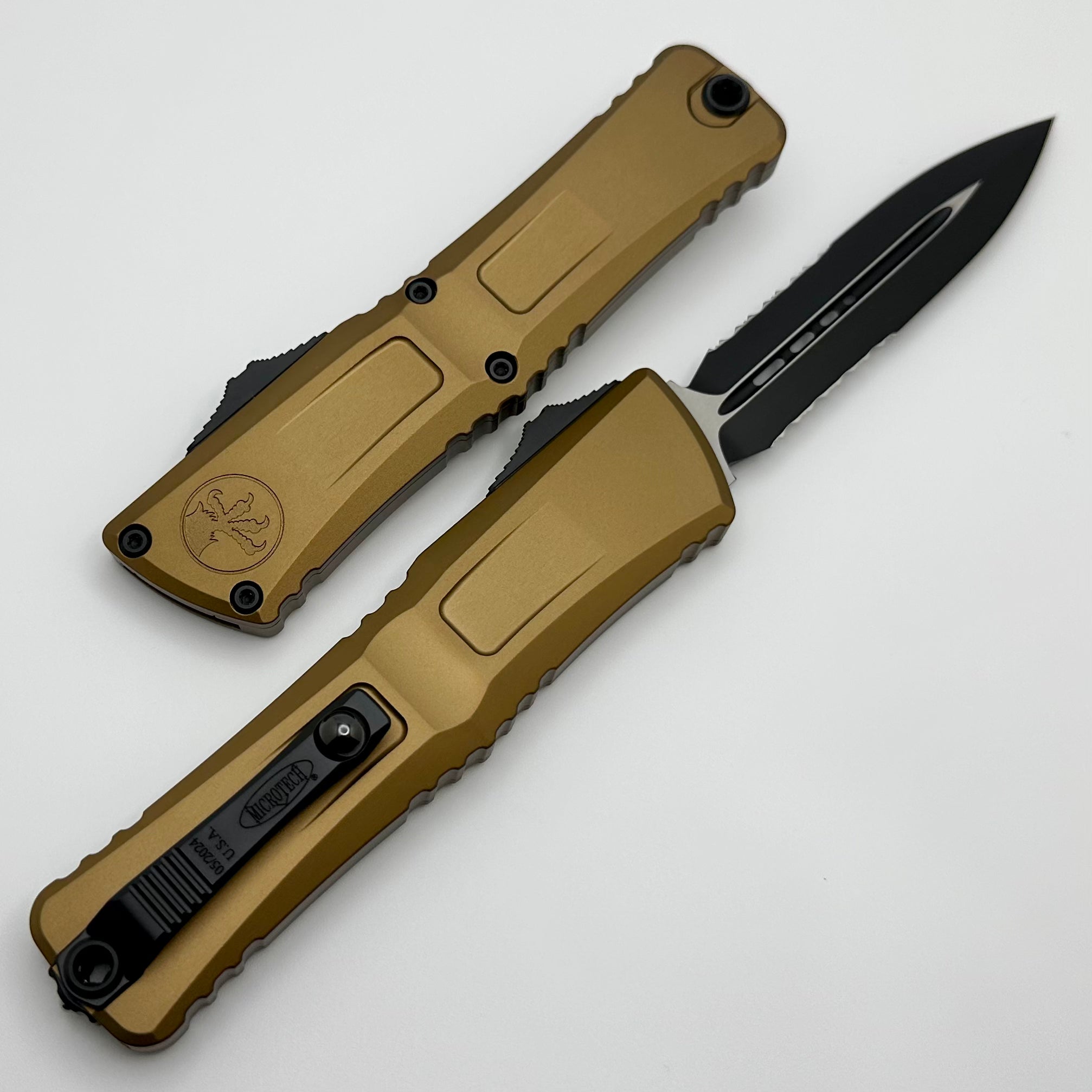 Microtech Knives Combat Troodon Gen III Black Double Edge Partial Serrated & Tan 1142-2TA