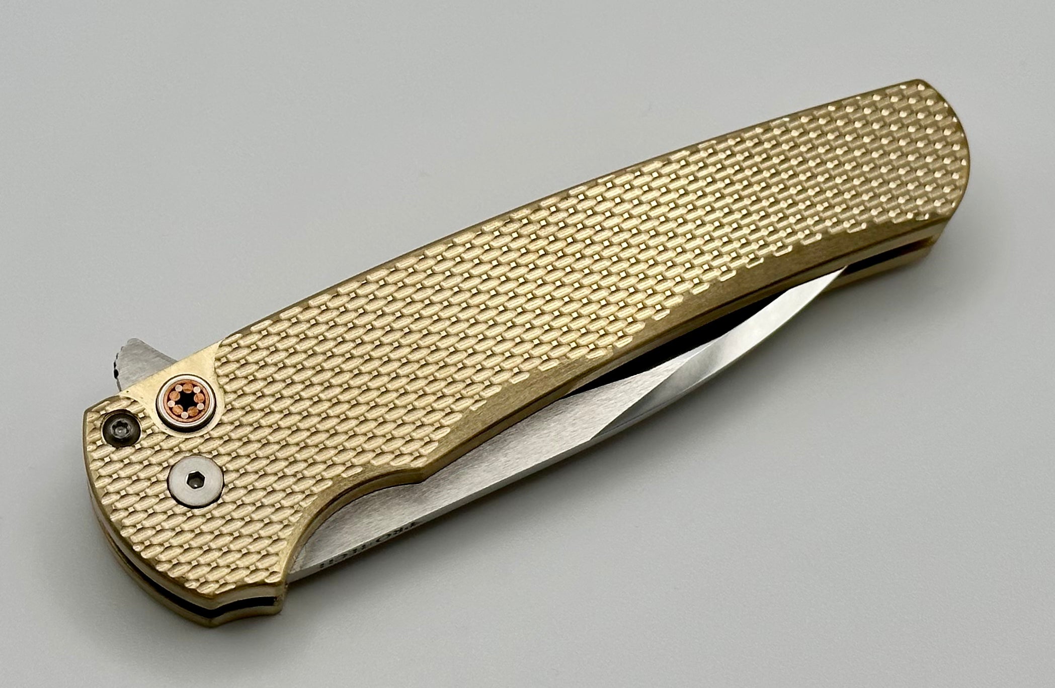 Pro-Tech Malibu Textured Bronze with Mosaic Button & Mike Irie Hand Ground Mirror Polished Blade 5118