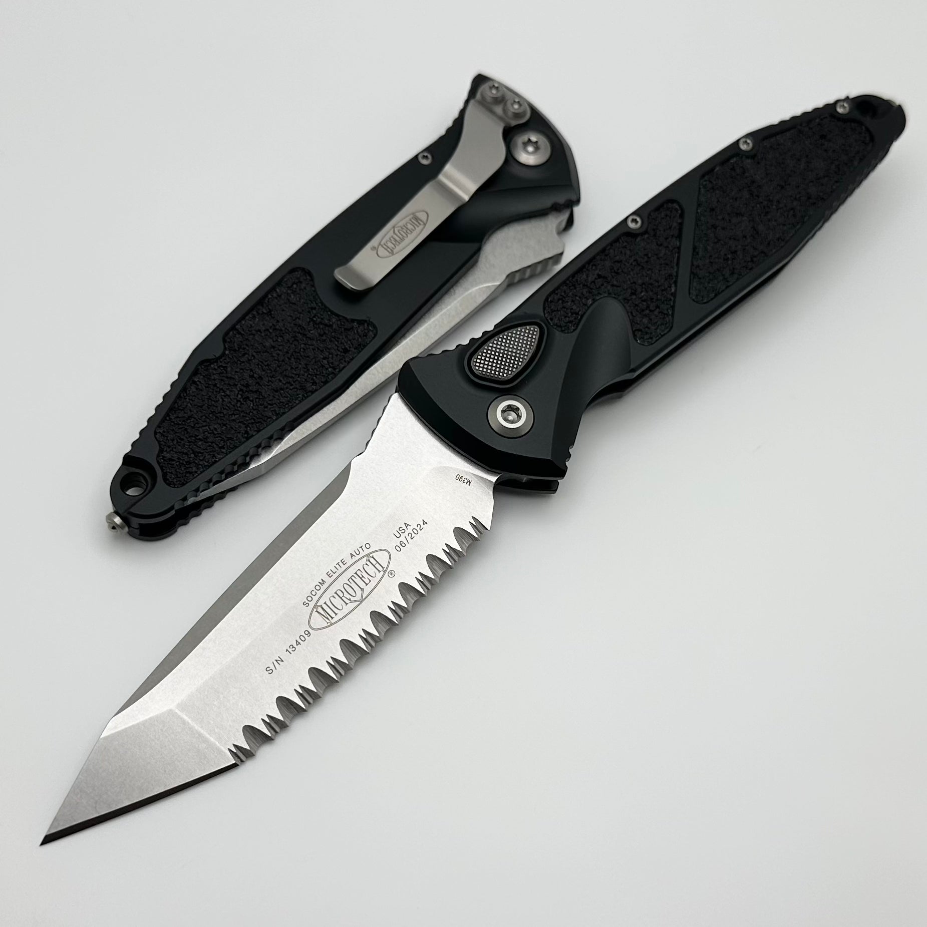 Microtech Socom Elite T/E Full Serrated Auto Stonewash Standard 161A-12