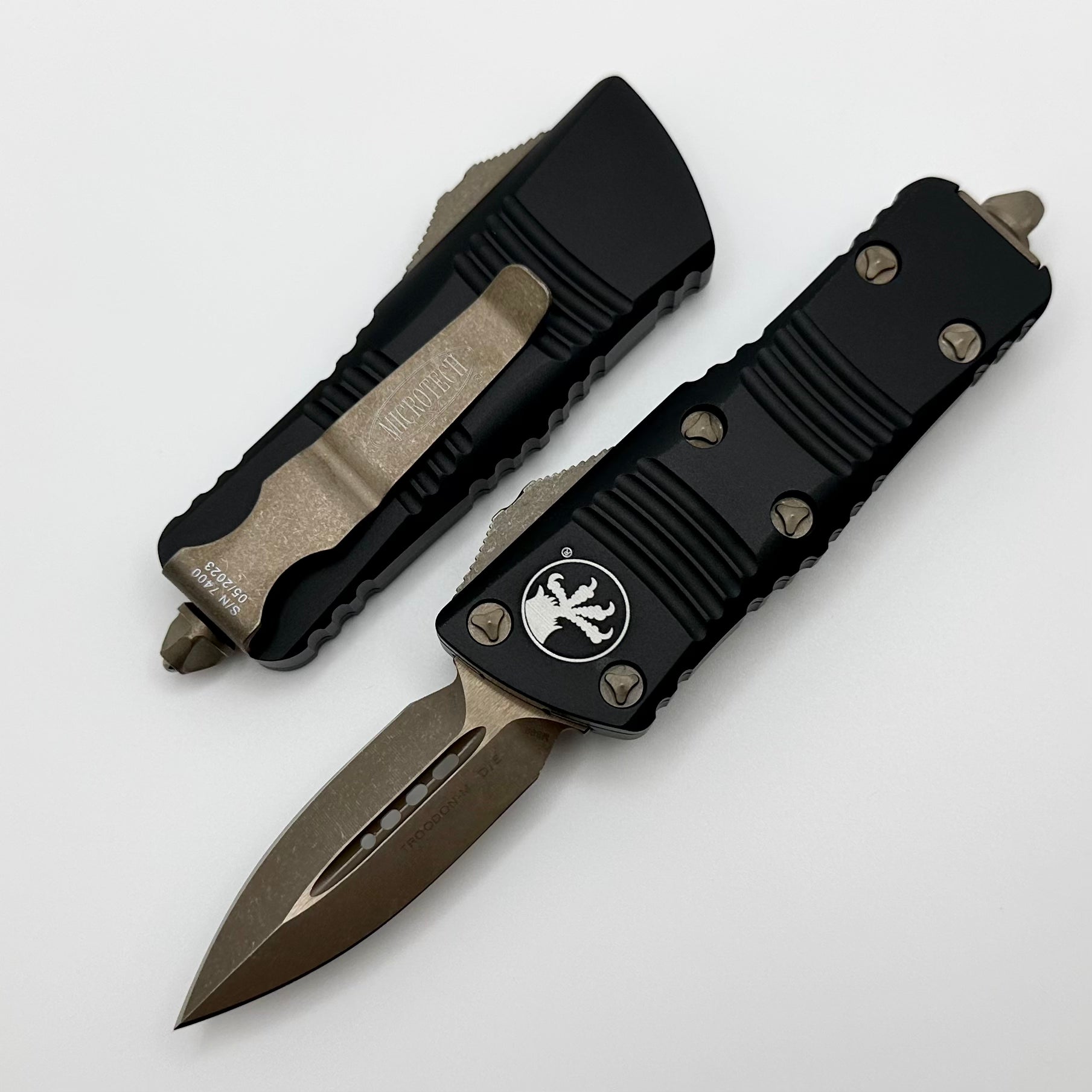 Microtech Troodon Mini D/E Double Edge Bronze Apocalyptic & Black 238-13AP