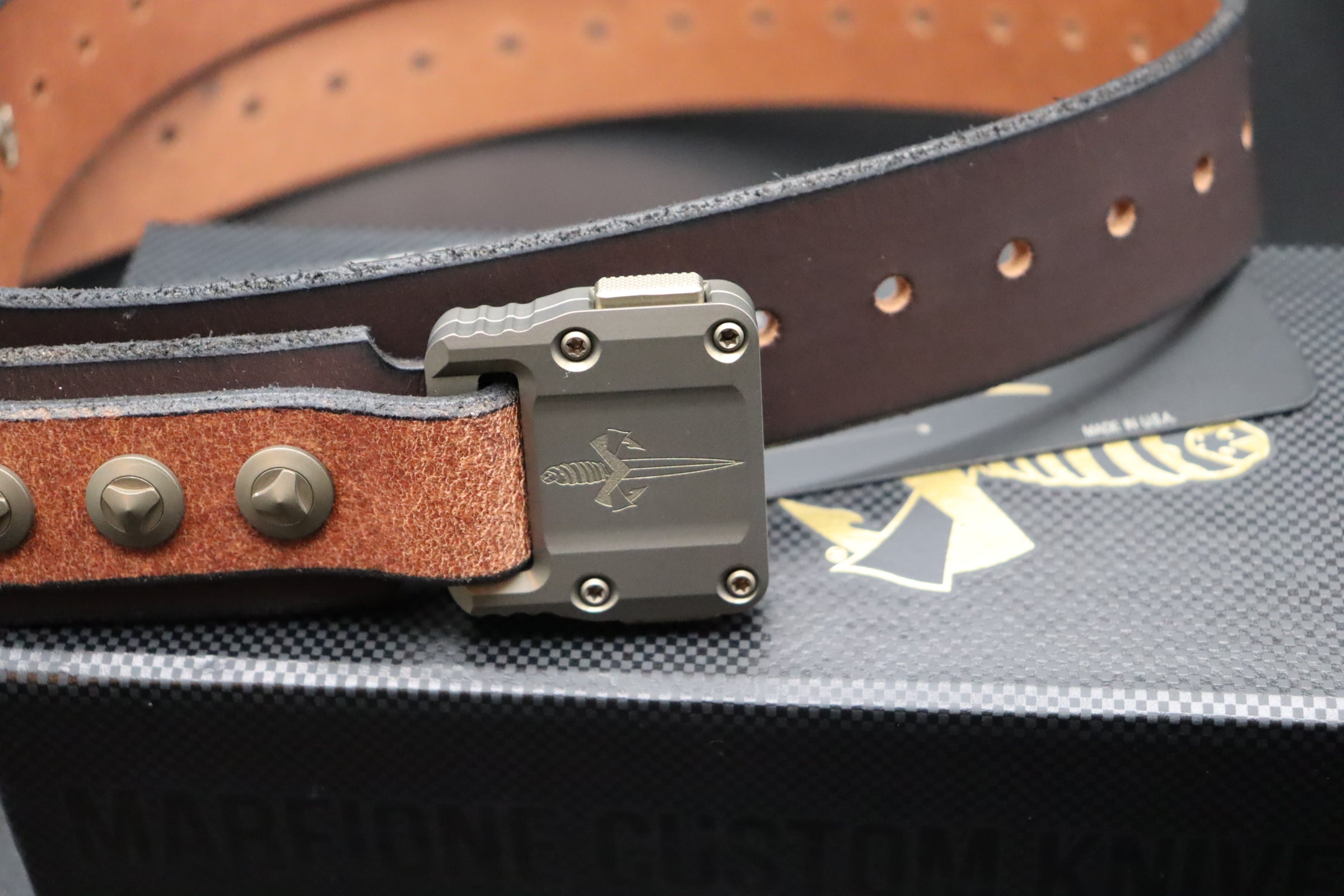 Marfione Customs APIS Mens Dark Brown Water Buffalo Leather Belt