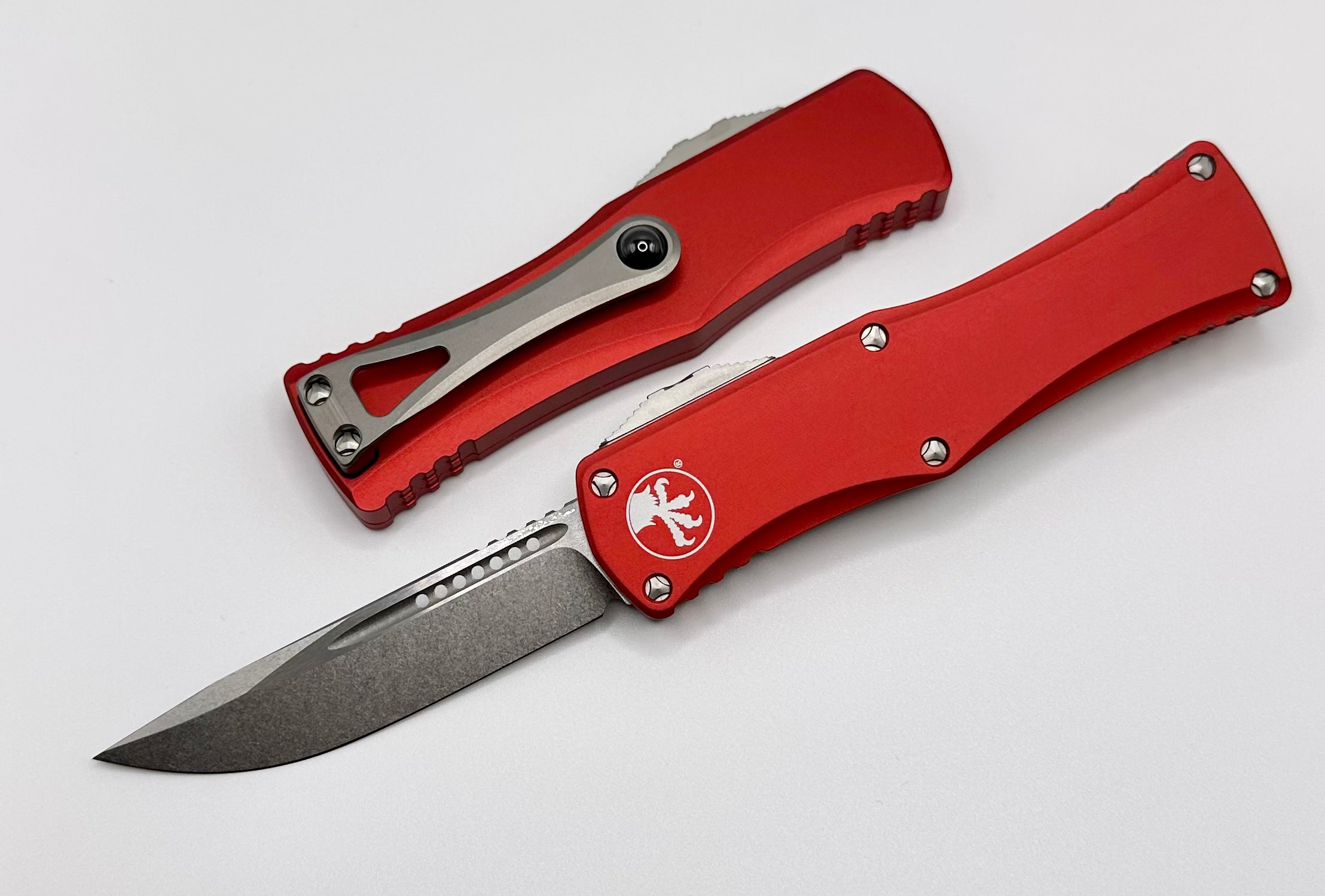 Microtech Hera Single Edge Stonewash Standard & Red 703-10RD