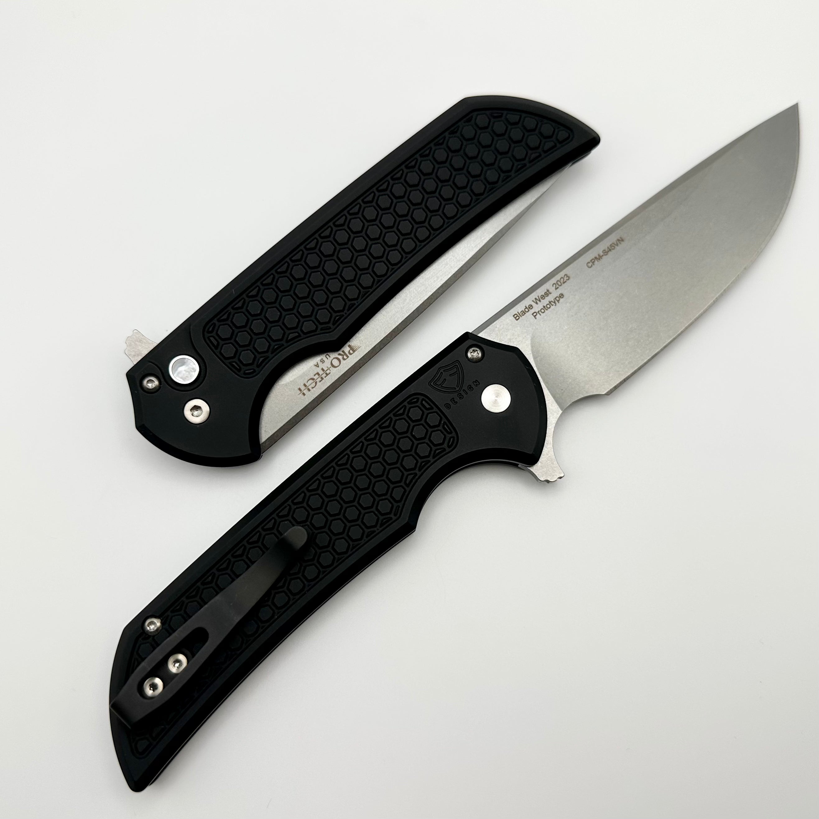 Pro-Tech Mordax Black Honeycomb Handle & Stonewash S45VN Blade West 2023 ONE PER HOUSEHOLD