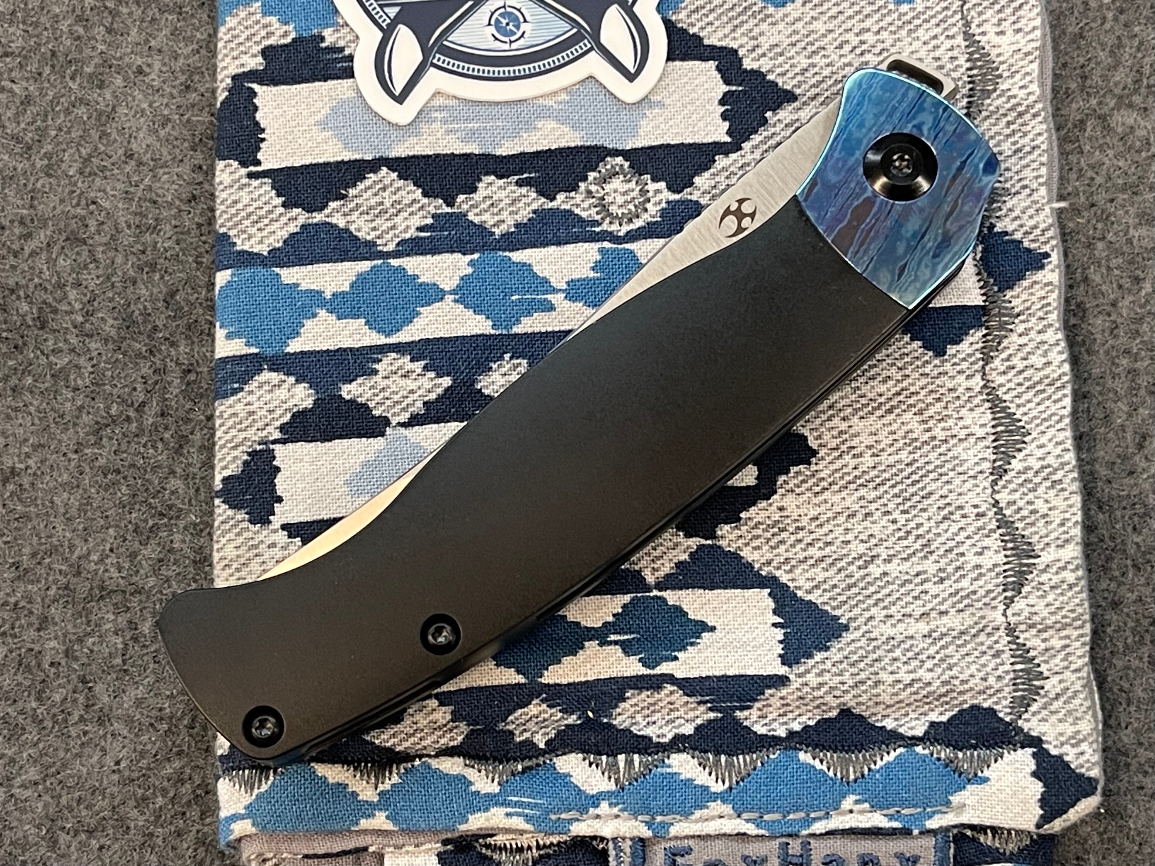 Kansept Knives Mujir Black Titanium with Timascus Bolster