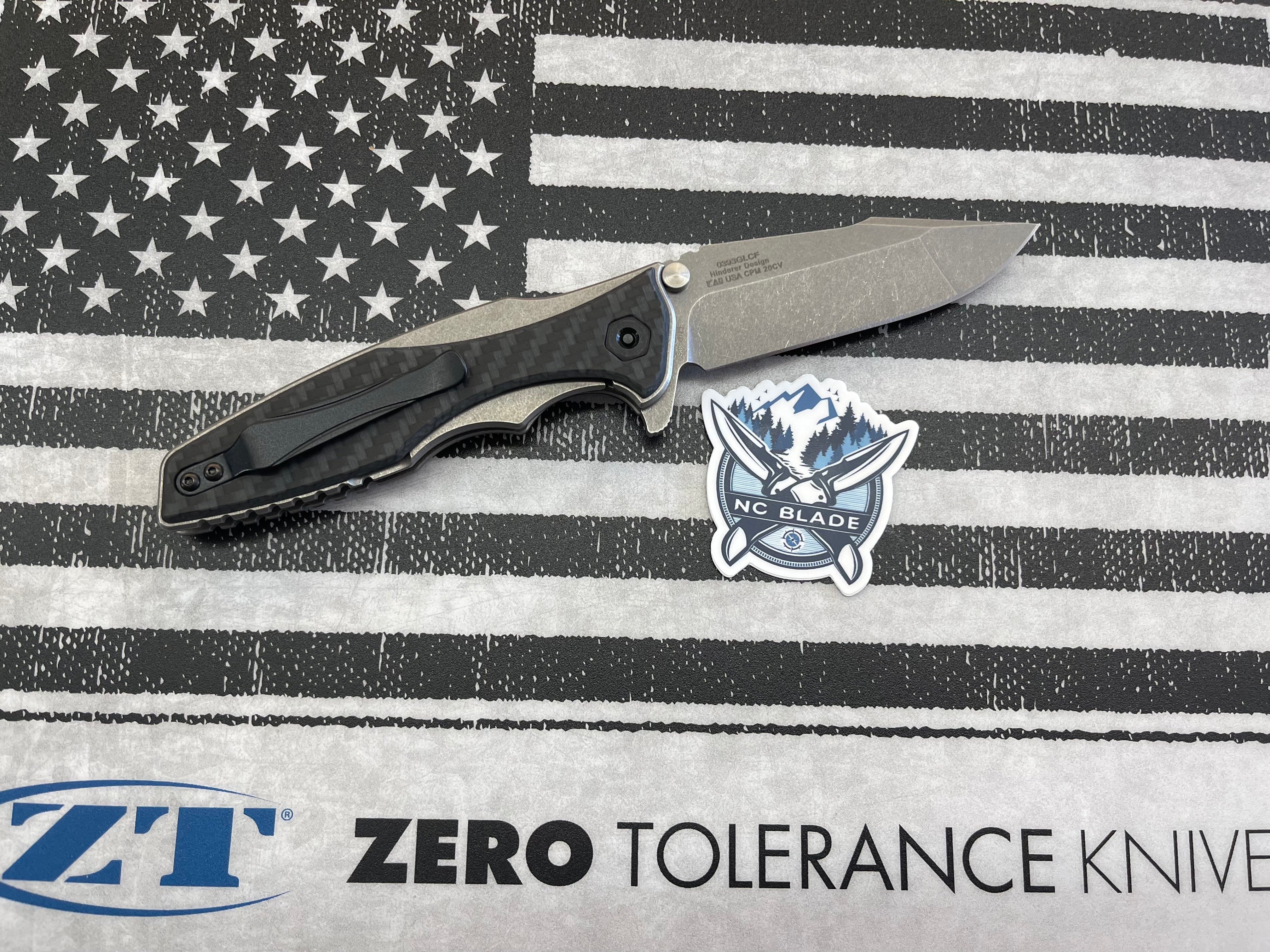 Zero Tolerance 0393GLCF ZT0393GLCF Glow in the Dark Carbon Fiber Flipper 20CV