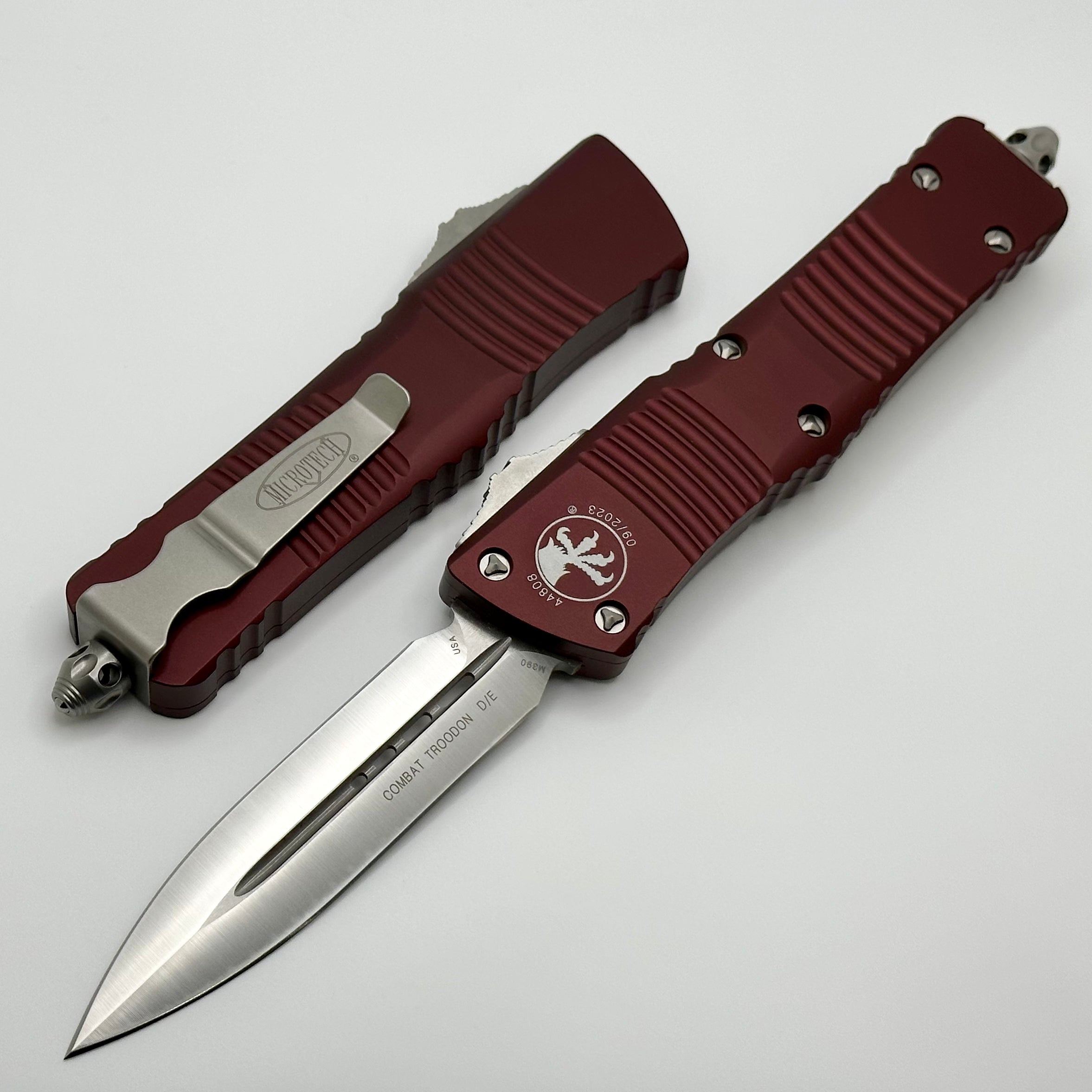 Microtech Combat Troodon Double Edge Satin & Merlot 142-4MR