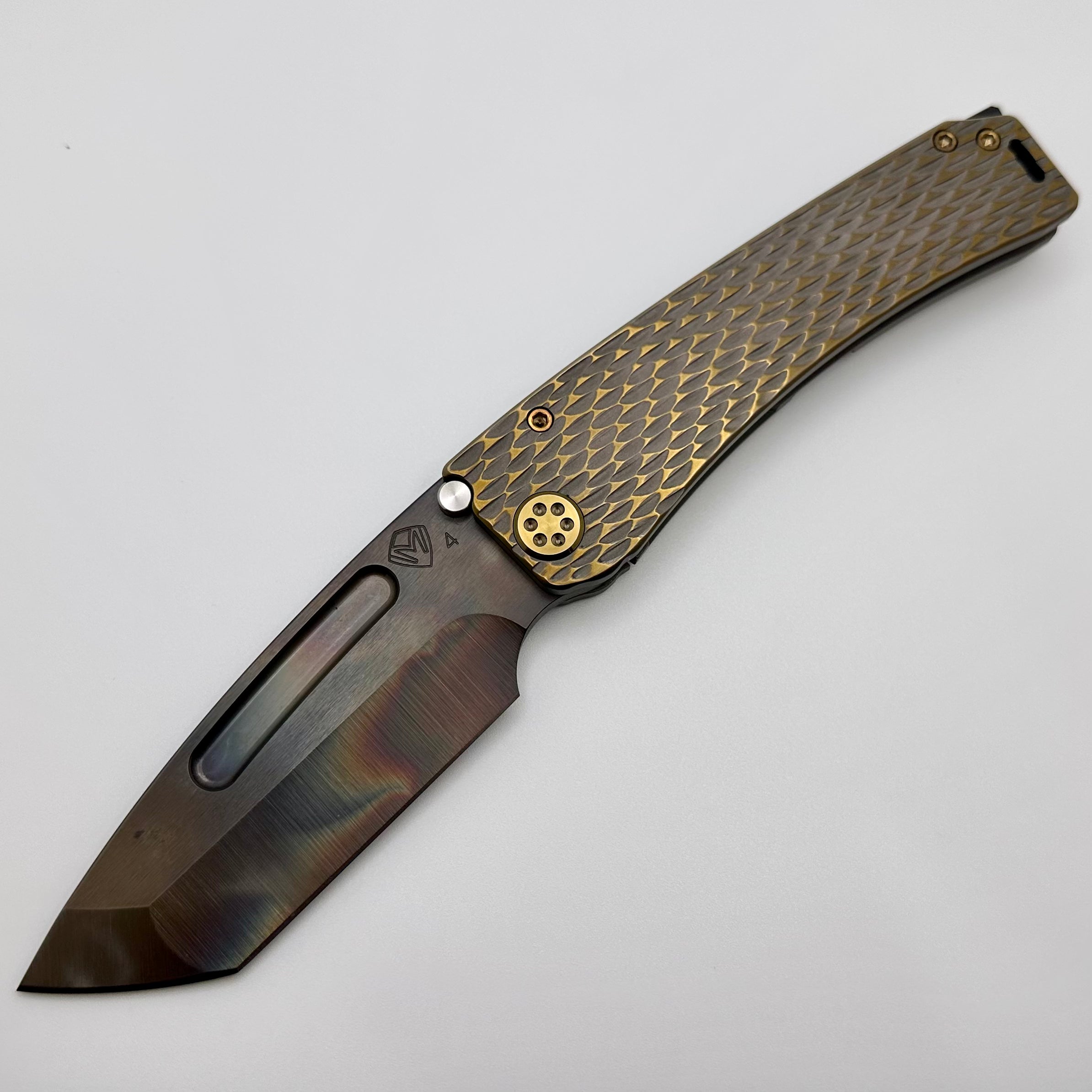 Medford Marauder H Bead Blast/Cement/Bronze Dragon Skin Sculpted Handles w/ Bronze Hardware & S45VN Vulcan Tanto