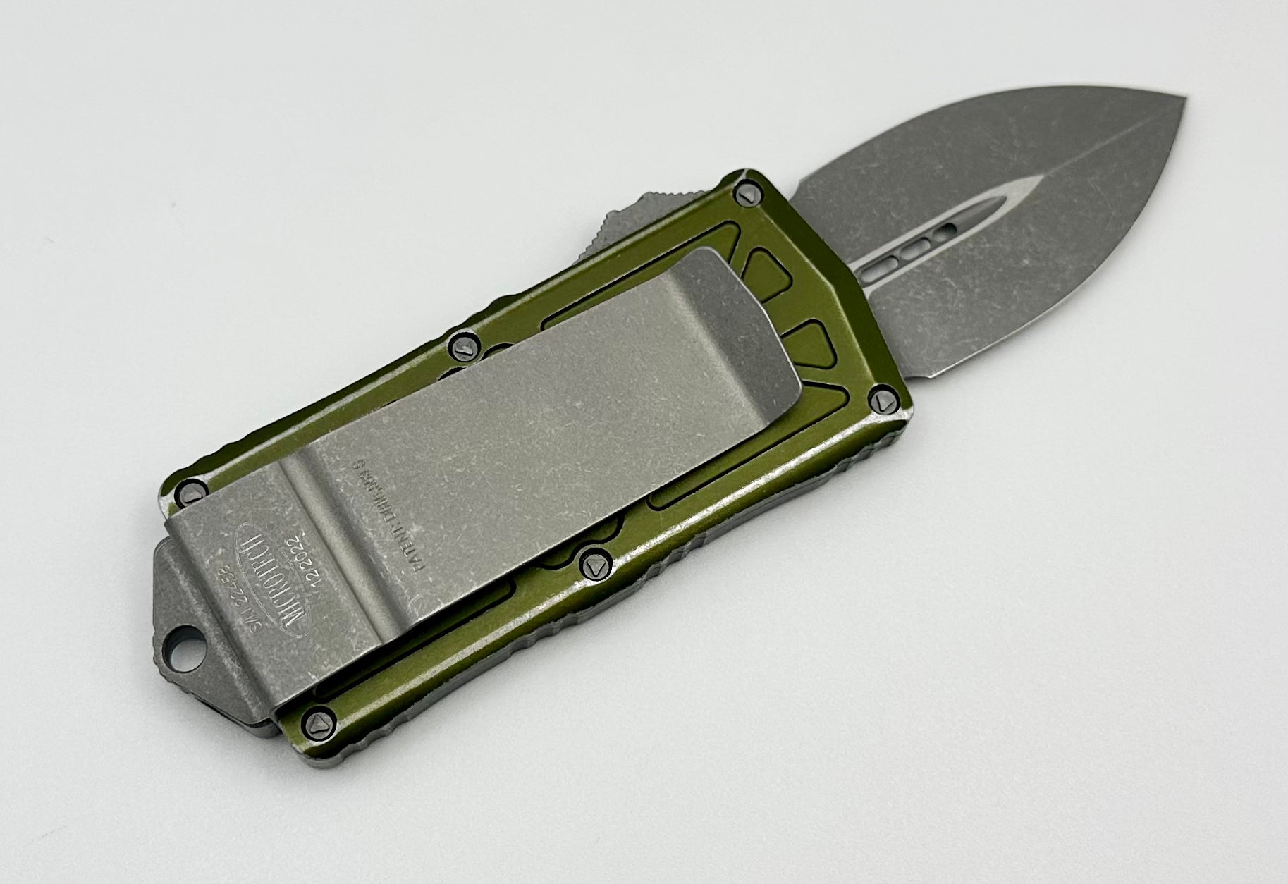 Microtech Exocet Double Edge Apocalyptic Standard & Distressed OD Green 157-10DOD