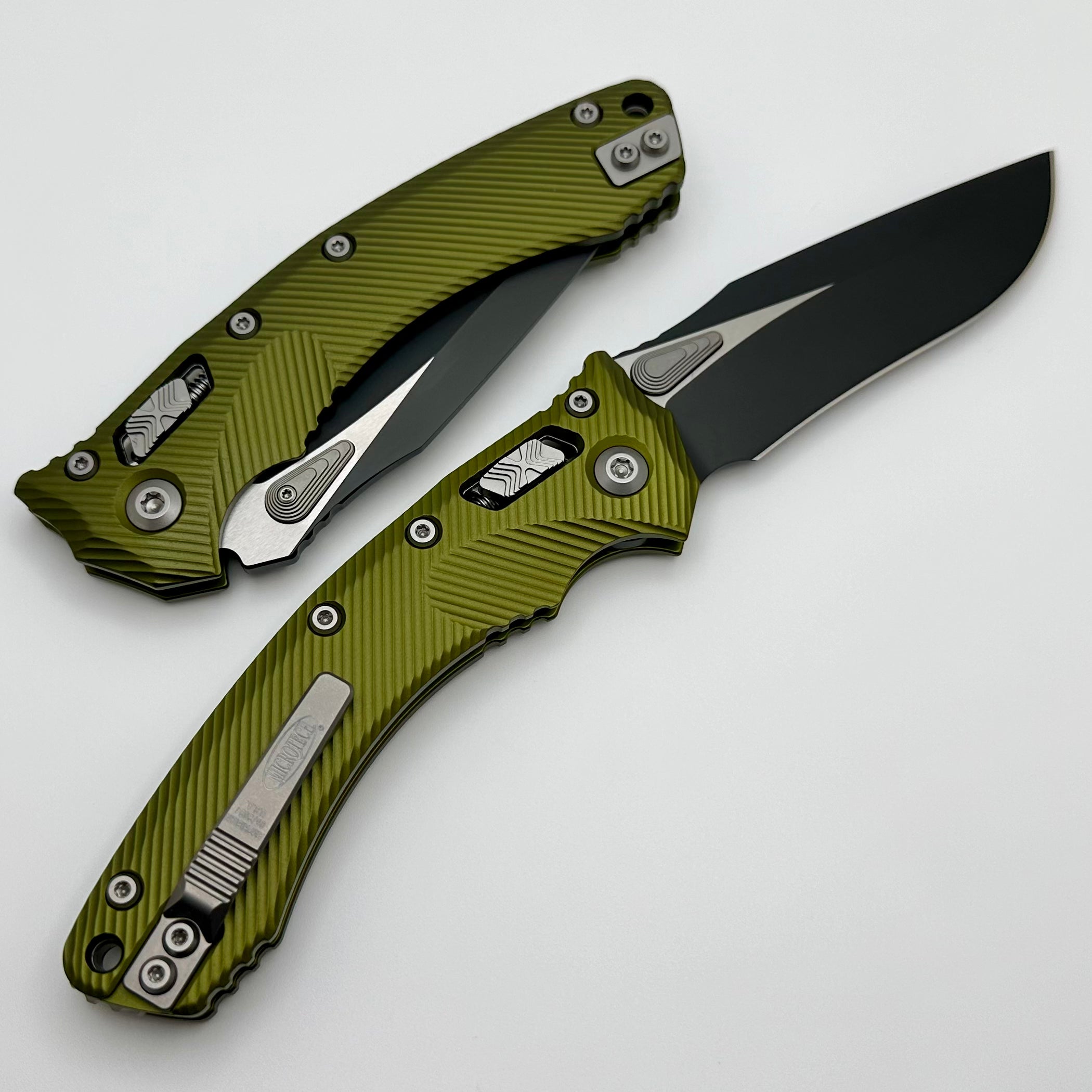 Microtech Amphibian RAM LOK OD Green Fluted Aluminum & Black M390MK 137RL-1FLOD