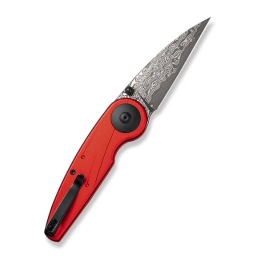 Civivi Starflare Button Lock Red Aluminum Handles w/ Damascus C23052-DS1