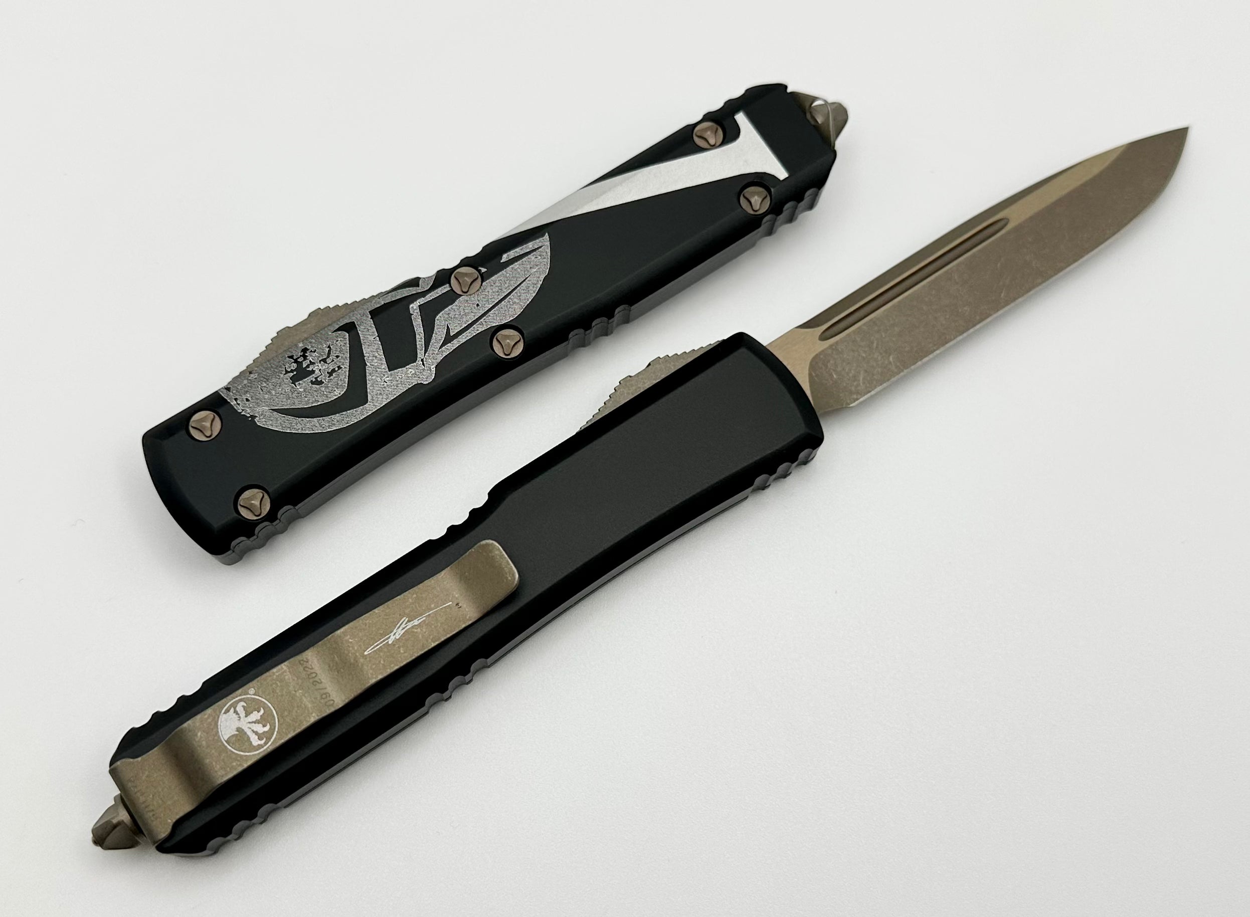 Microtech Ultratech Molon Labe Single Edge Bronze & Black Signature Series 121-13MLS