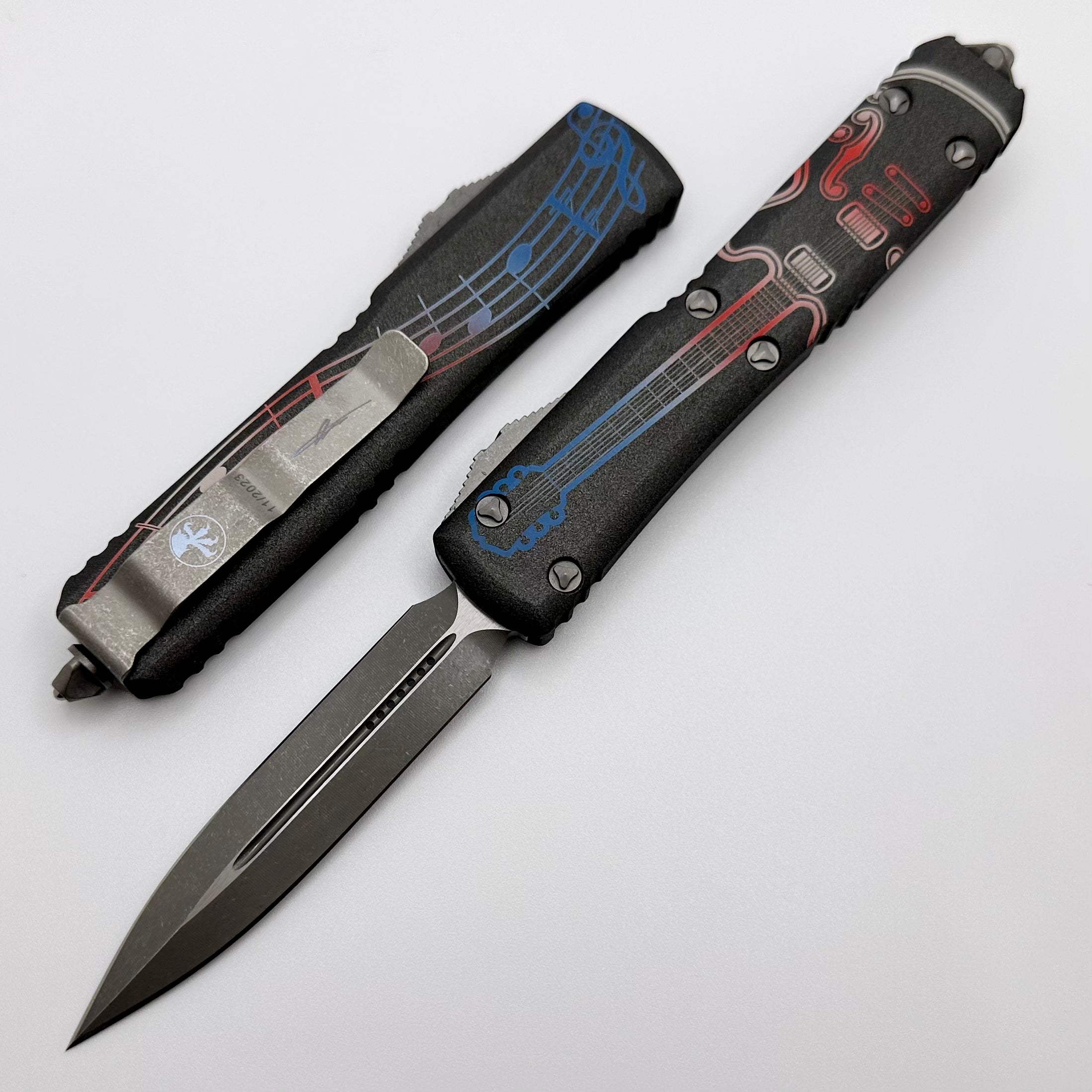 Microtech Ultratech NCKS 2023 Red, White & Blue Double Edge Apocalyptic Standard 122-10APNCKS