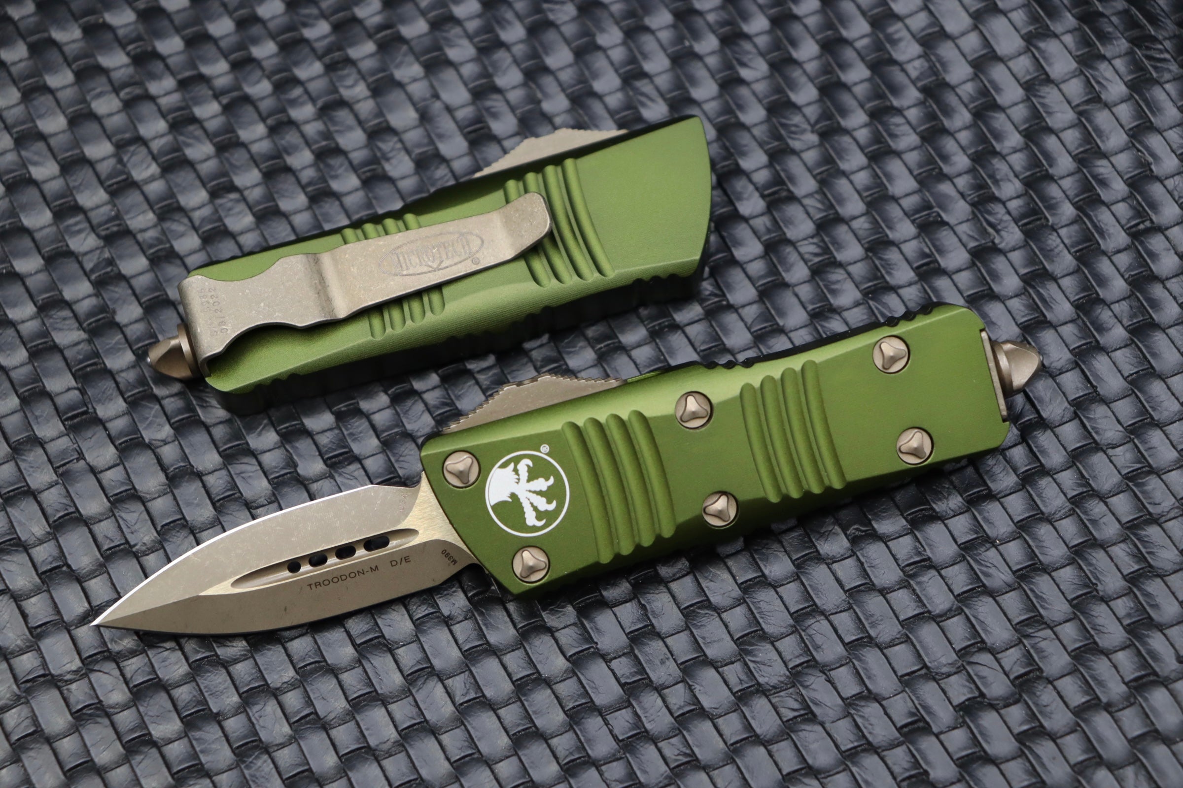 Microtech Troodon Mini D/E Double Edge Bronze Apocalyptic & OD Green 238-13APOD